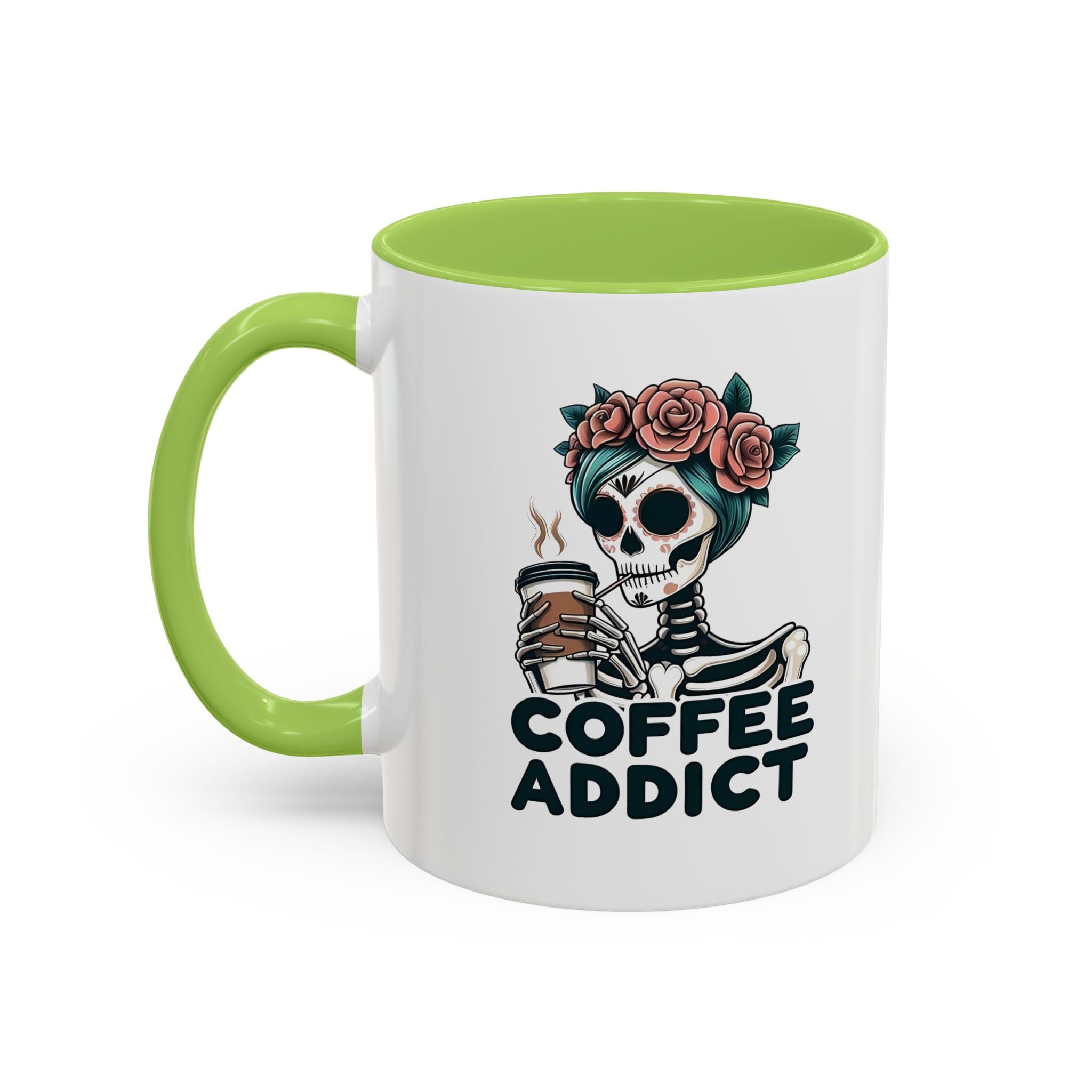 Coffee Addict Floral Accent Mug — 11/15oz Ceramic Coffee Lover Gift