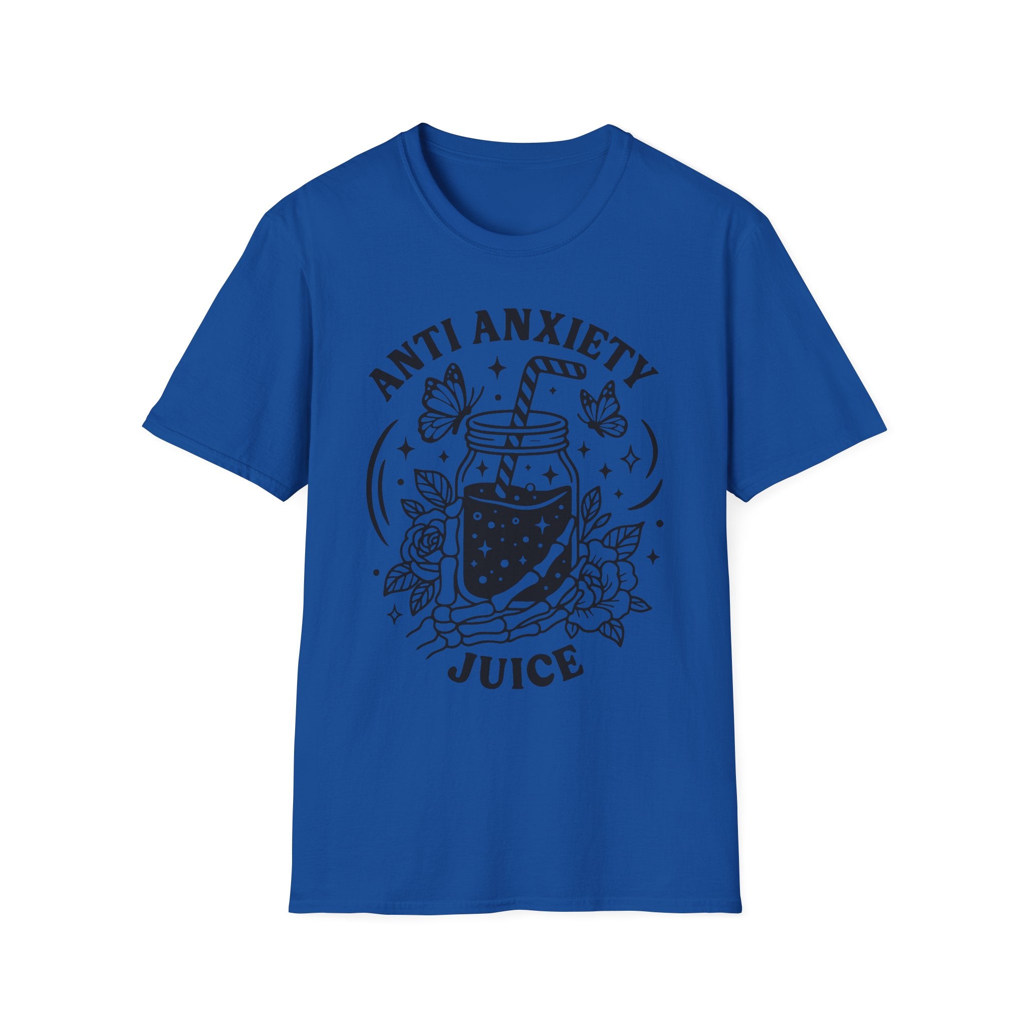 Anti-Anxiety Juice Cute Mason Jar Graphic Tee for Stress Relief & Self-Care