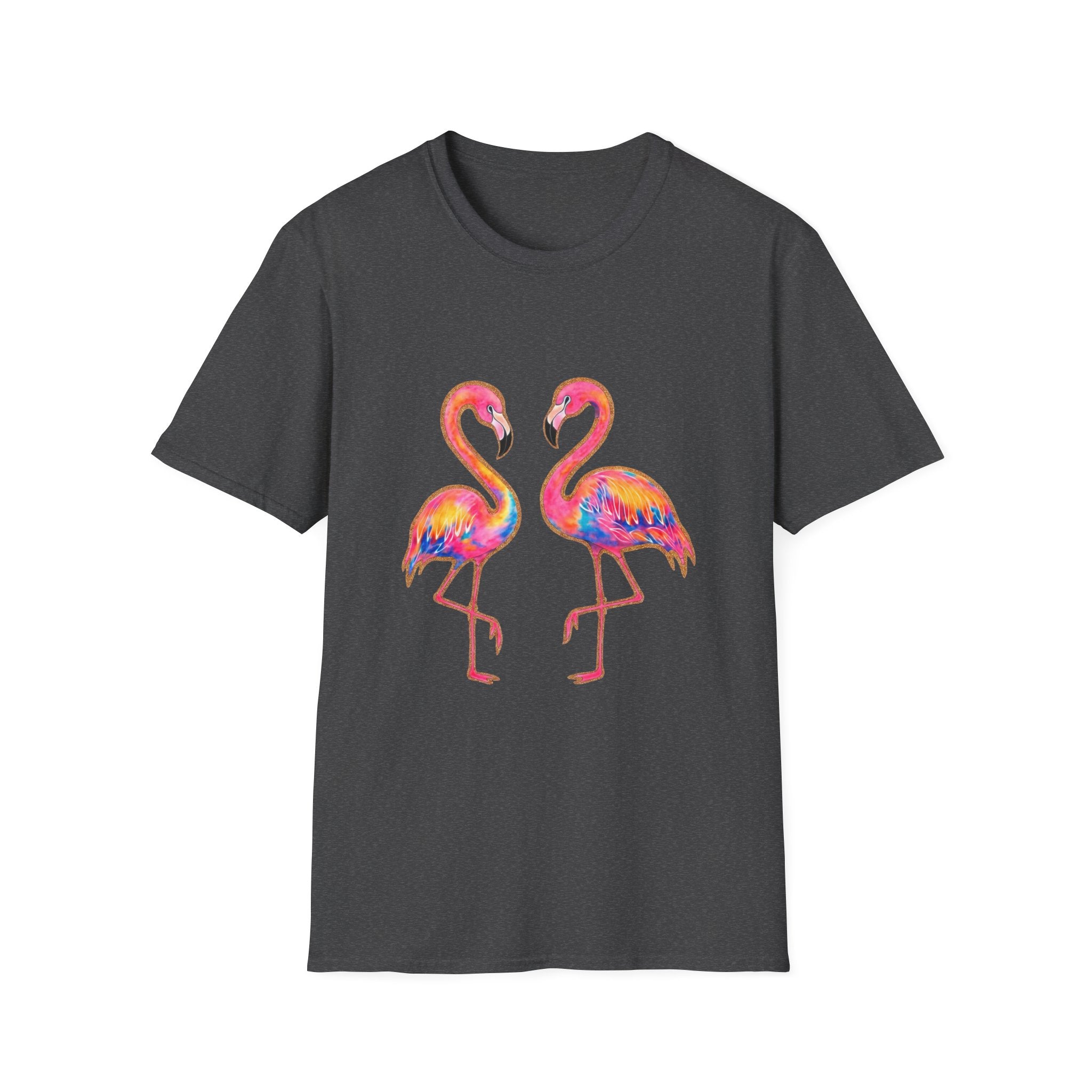 Flamingo Duo Colorful Watercolor Tropical T-Shirt