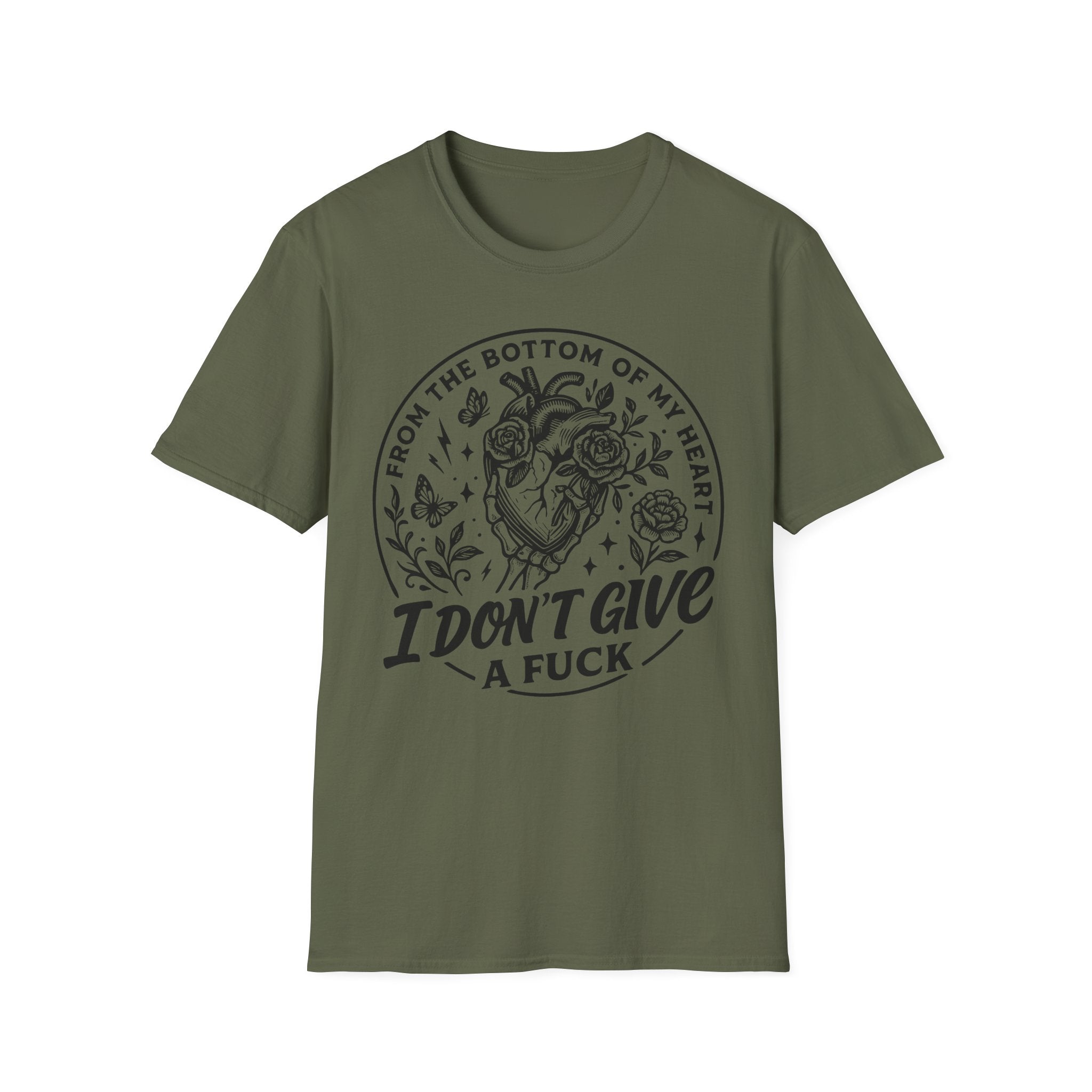 I Don't Give a F*ck T-Shirt — Heart & Roses Graphic Tee