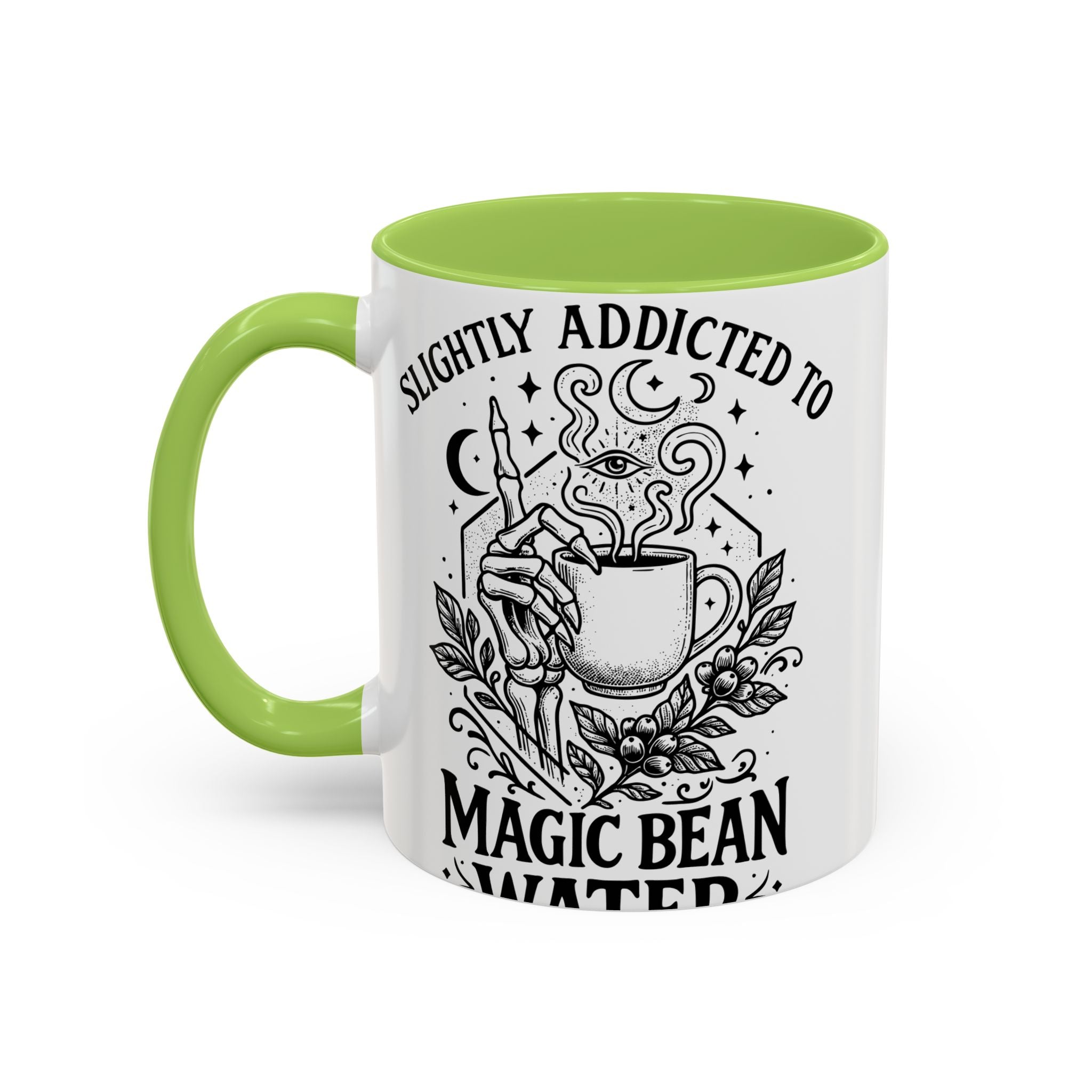 "Slightly Addicted to Magic Bean Water" Floral Accent Coffee Mug – (11/15 oz)