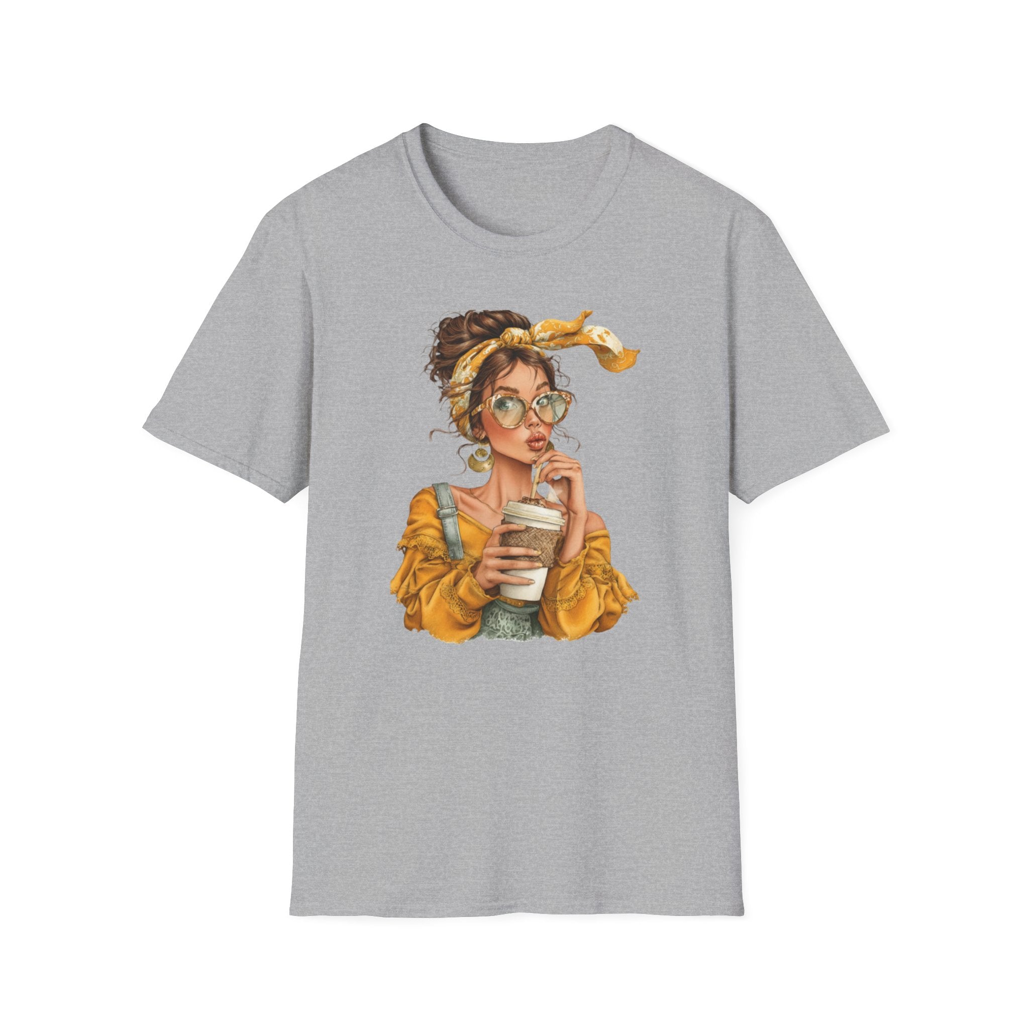 'Coffee & Shades' Retro Chic Woman Graphic Tee
