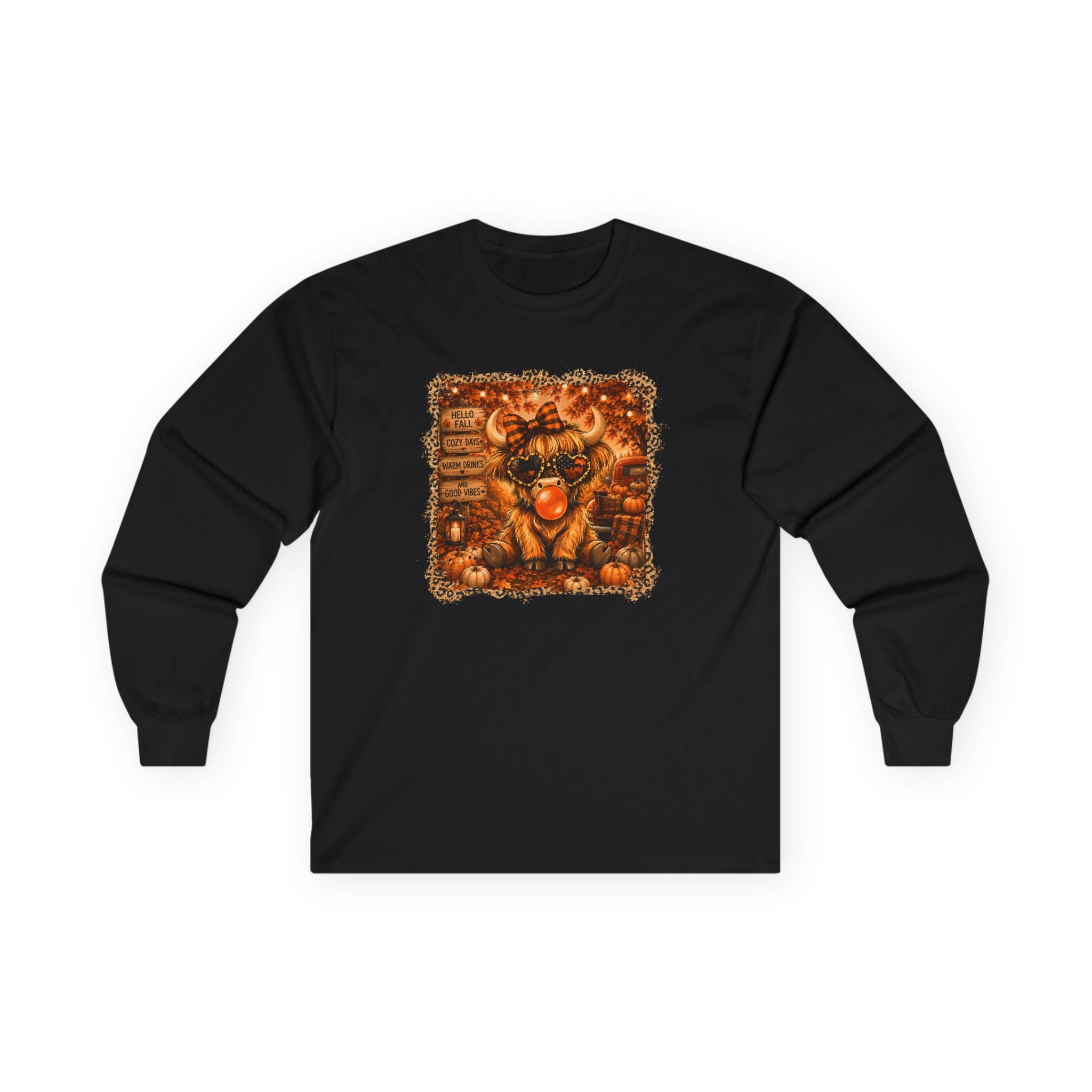 "Hello Fall" Cozy Cow Long Sleeve Tee
