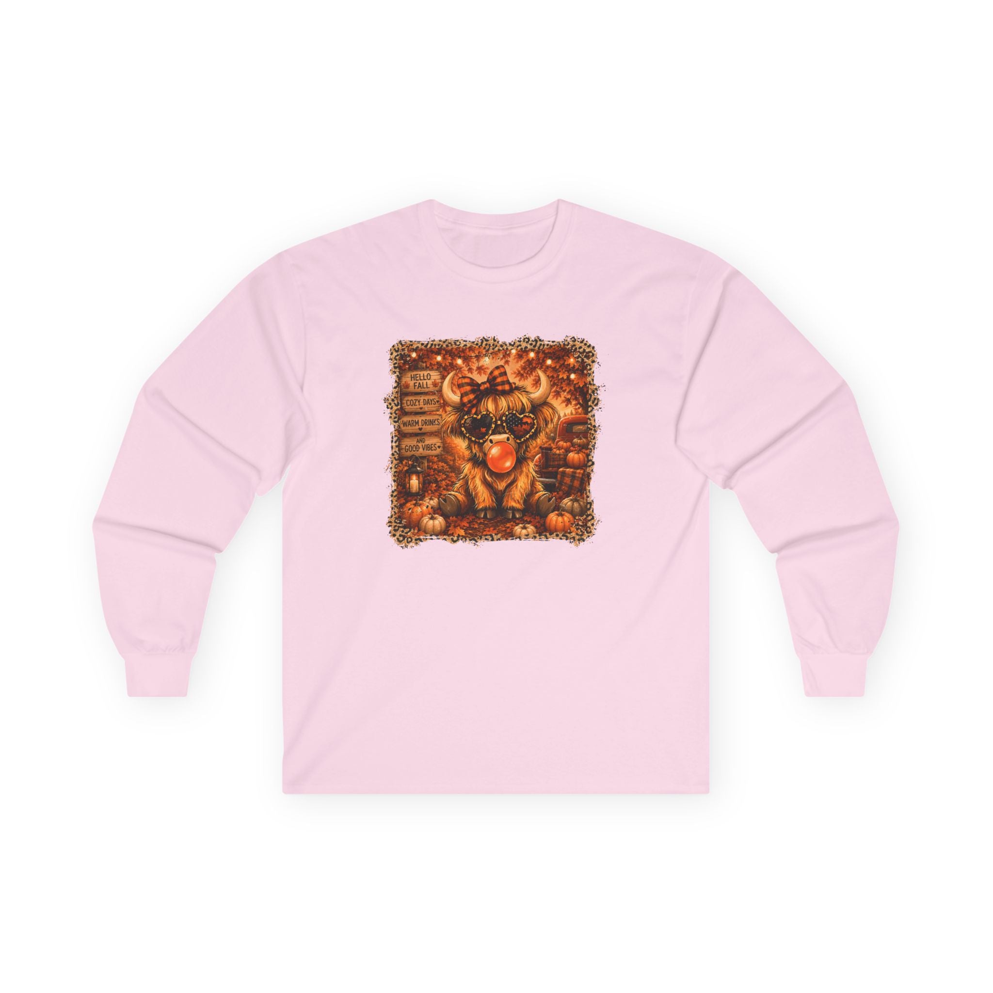 "Hello Fall" Cozy Cow Long Sleeve Tee