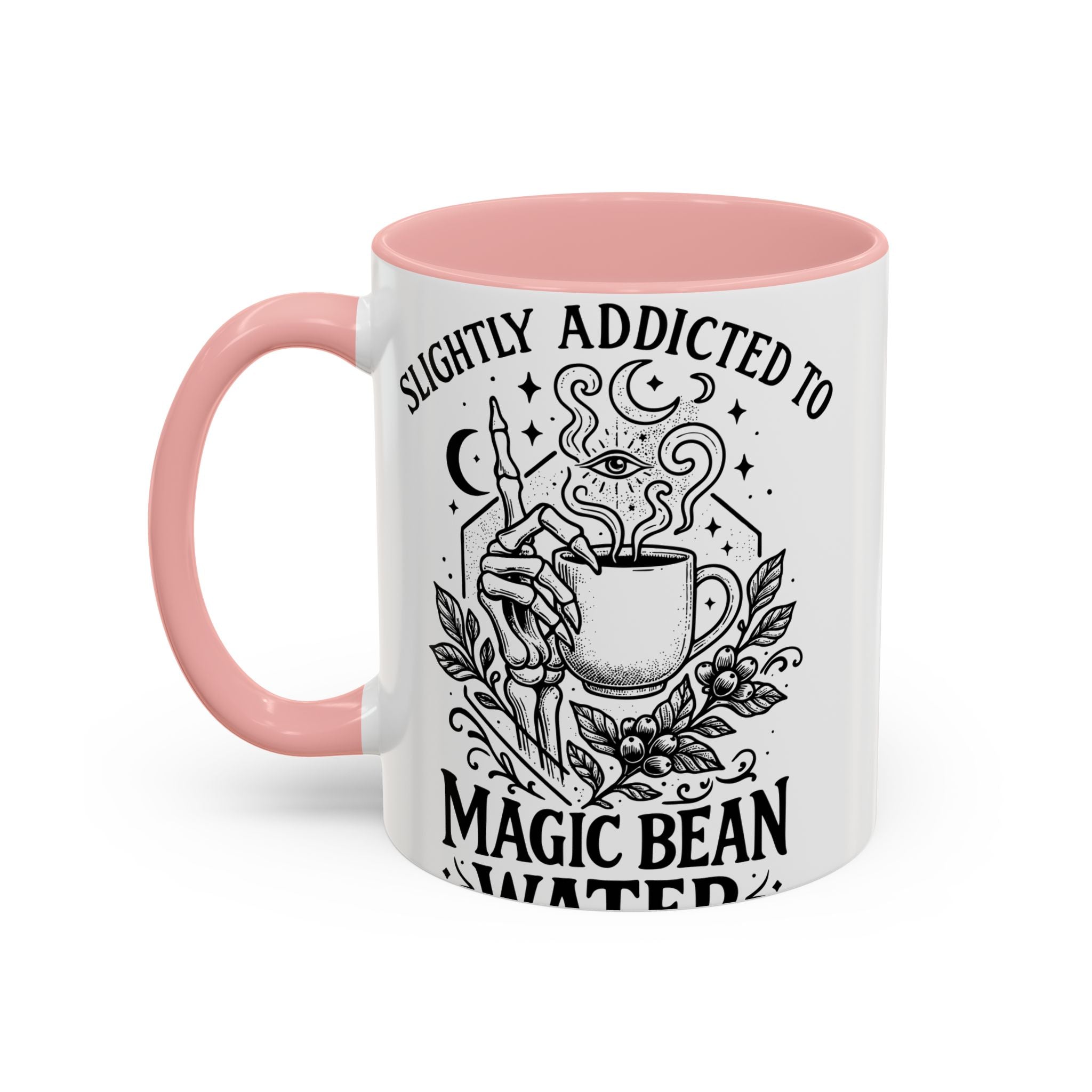 "Slightly Addicted to Magic Bean Water" Floral Accent Coffee Mug – (11/15 oz)