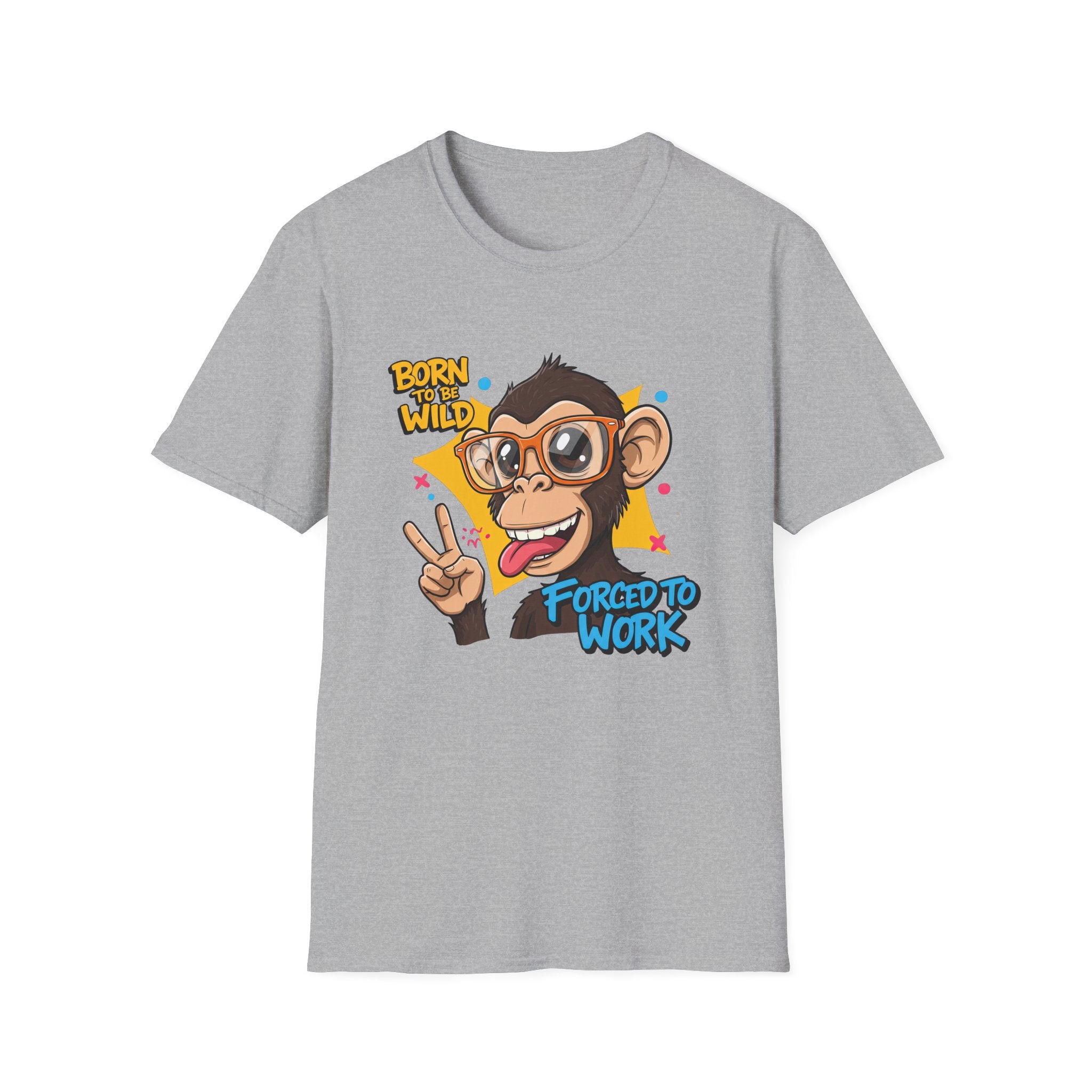 "Born to be Wild, Forced to Work" Funny Monkey Graphic T-Shirt