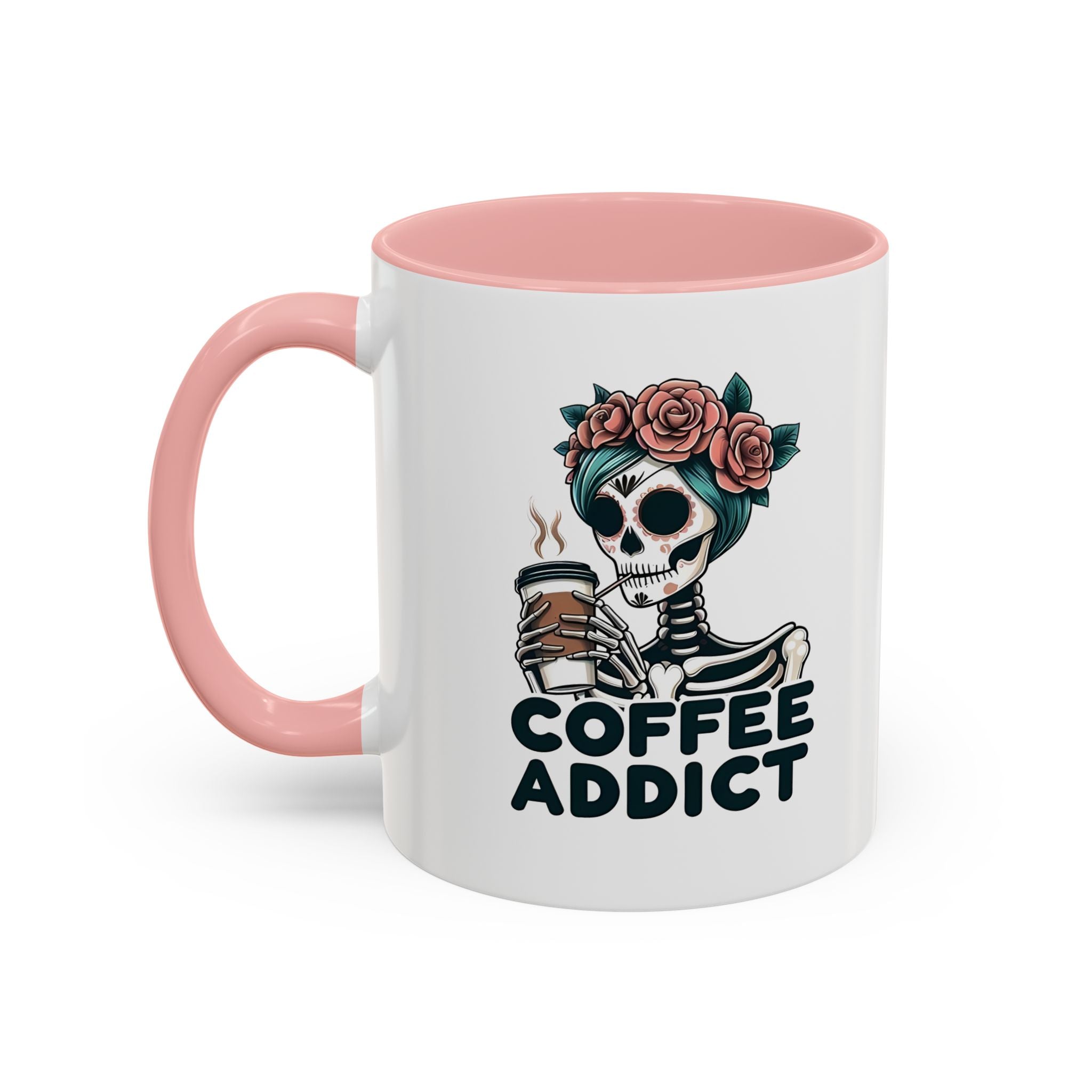 Coffee Addict Floral Accent Mug — 11/15oz Ceramic Coffee Lover Gift