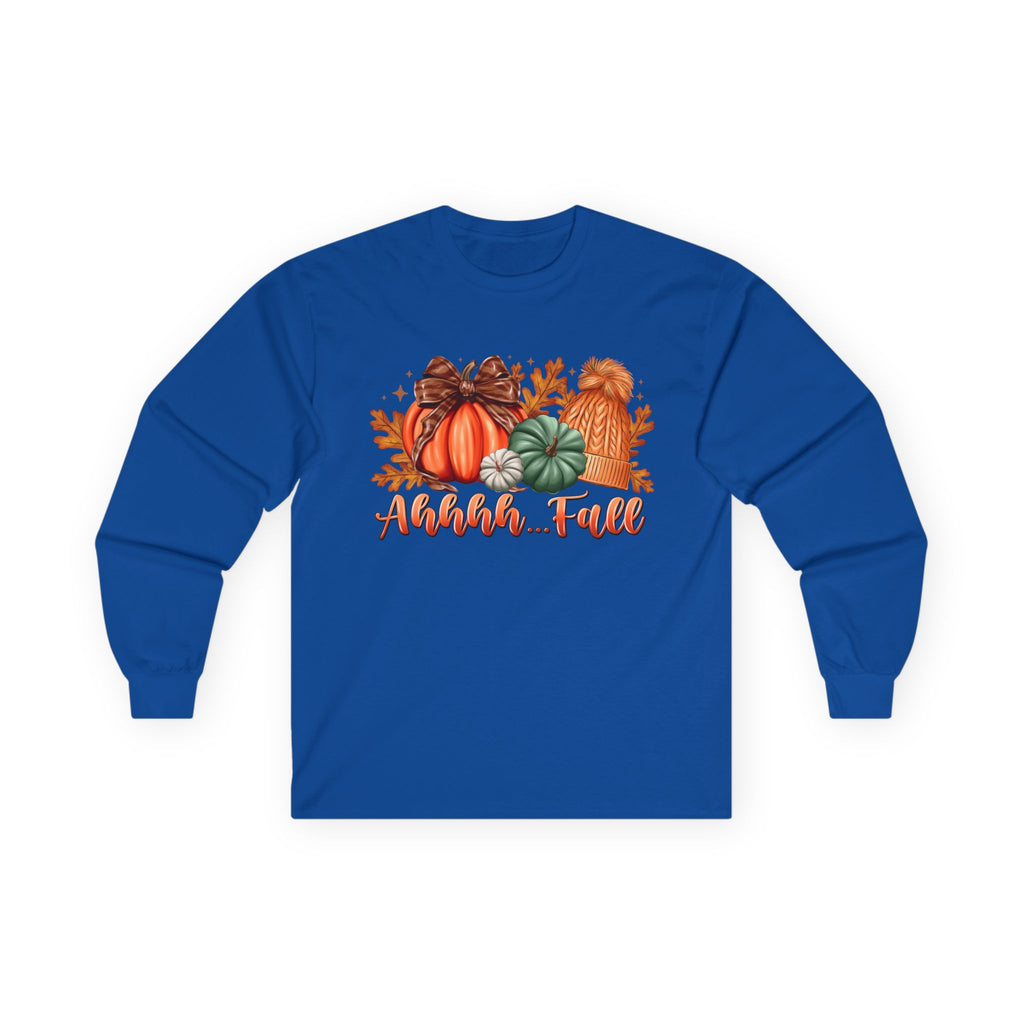 "Aahh... Fall" Fall Pumpkins Cozy Autumn Long Sleeve Tee