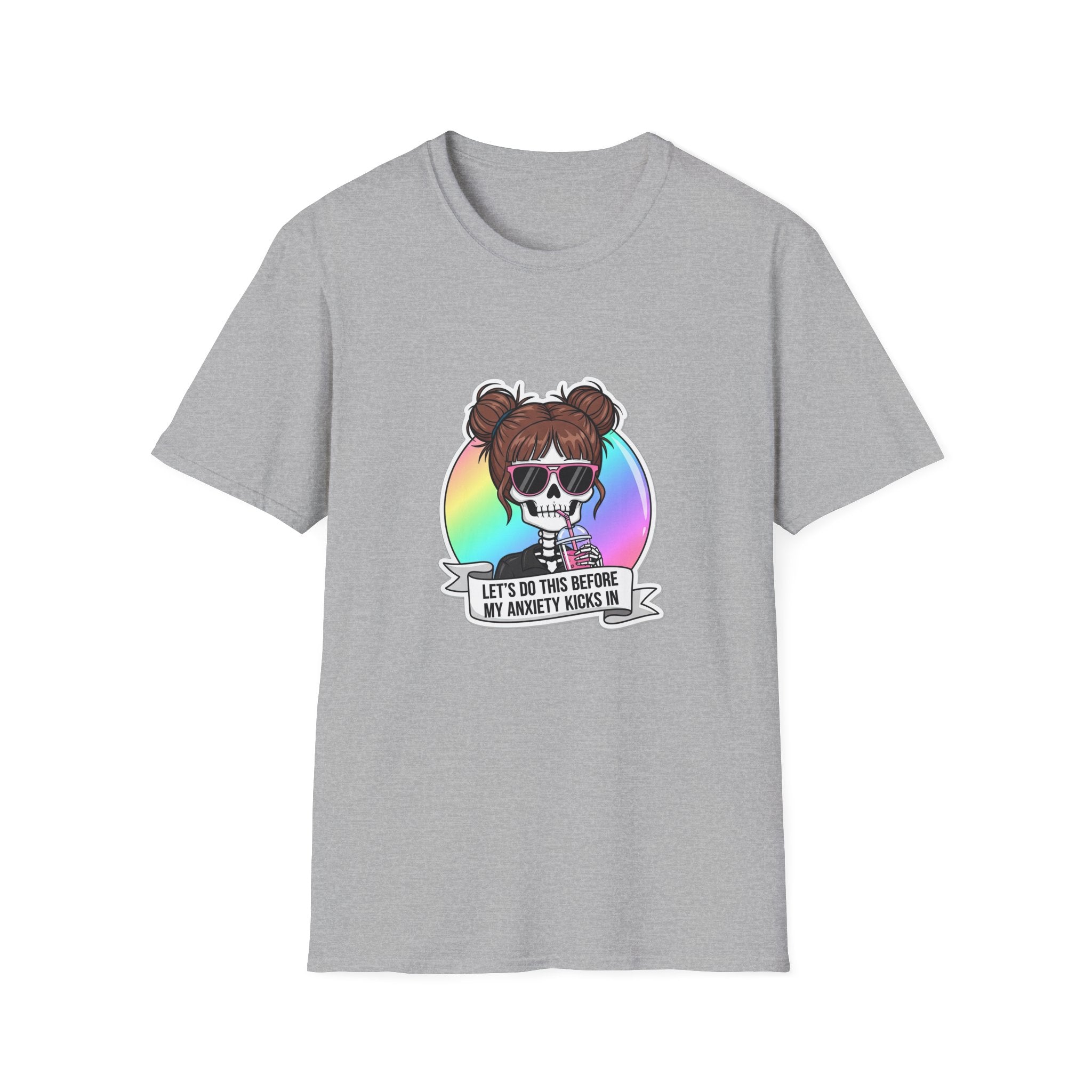 "Let's Do This Before My Anxiety Kicks In" Women's Skull Bun Graphic Tee