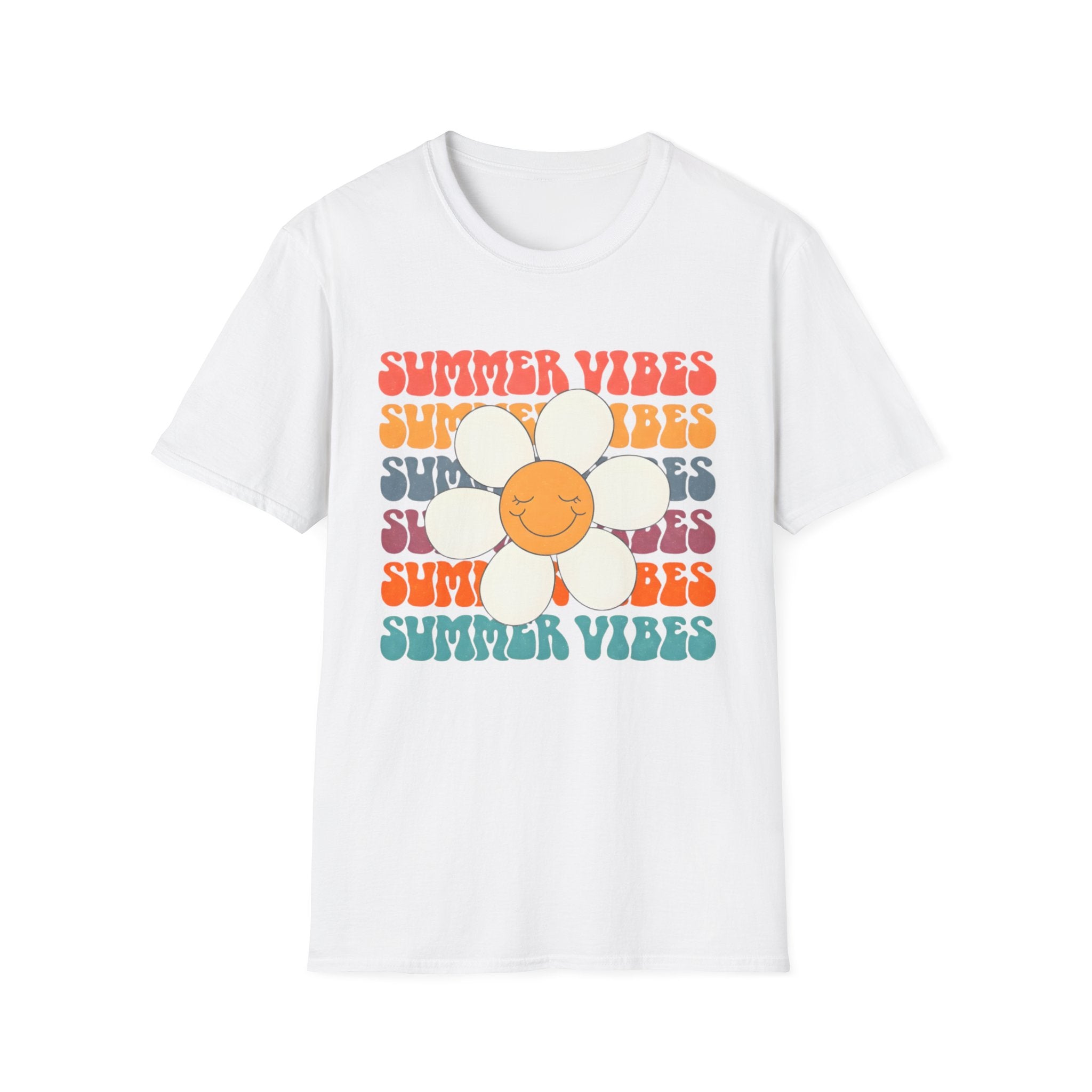 Summer Vibes Daisy Retro Floral Graphic Tee