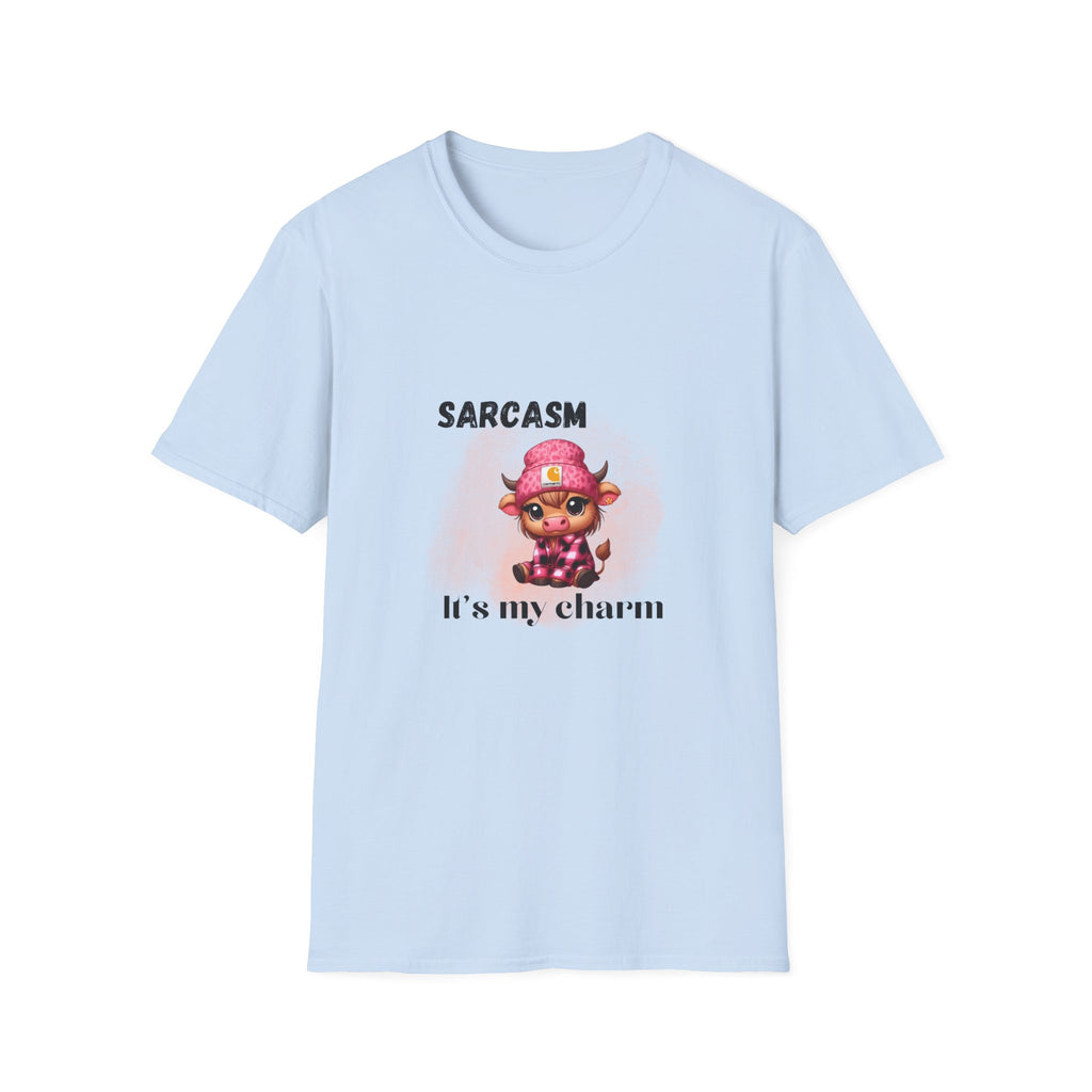 "Sarcasm It's My Charm" Cute Sarcastic Cow Graphic T-Shirt