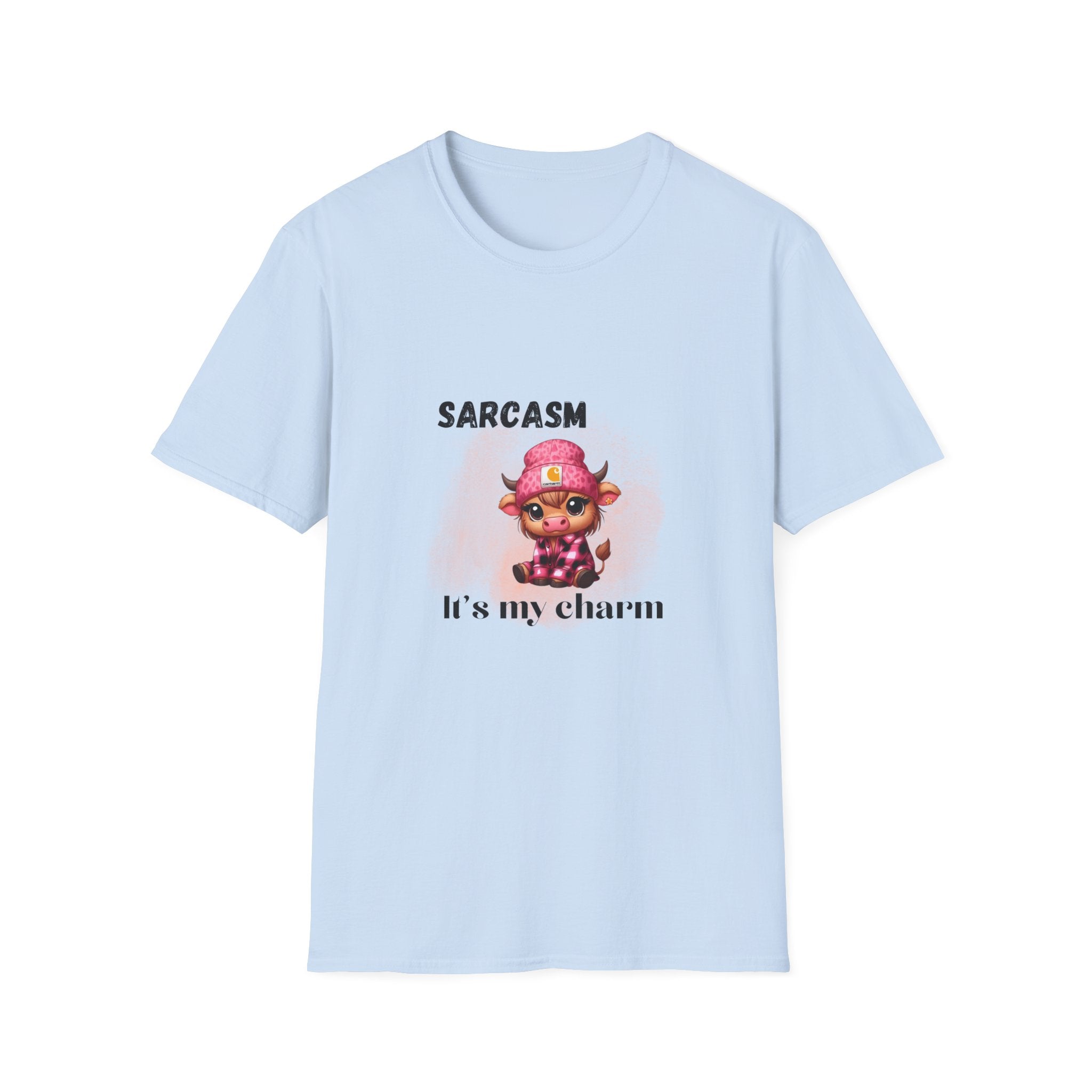 "Sarcasm It's My Charm" Cute Sarcastic Cow Graphic T-Shirt