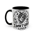 "From Bottom of My Heart, I Don't Give a F*ck" Floral Skull Design for Coffee Lovers-Black Accent Coffee Mug -