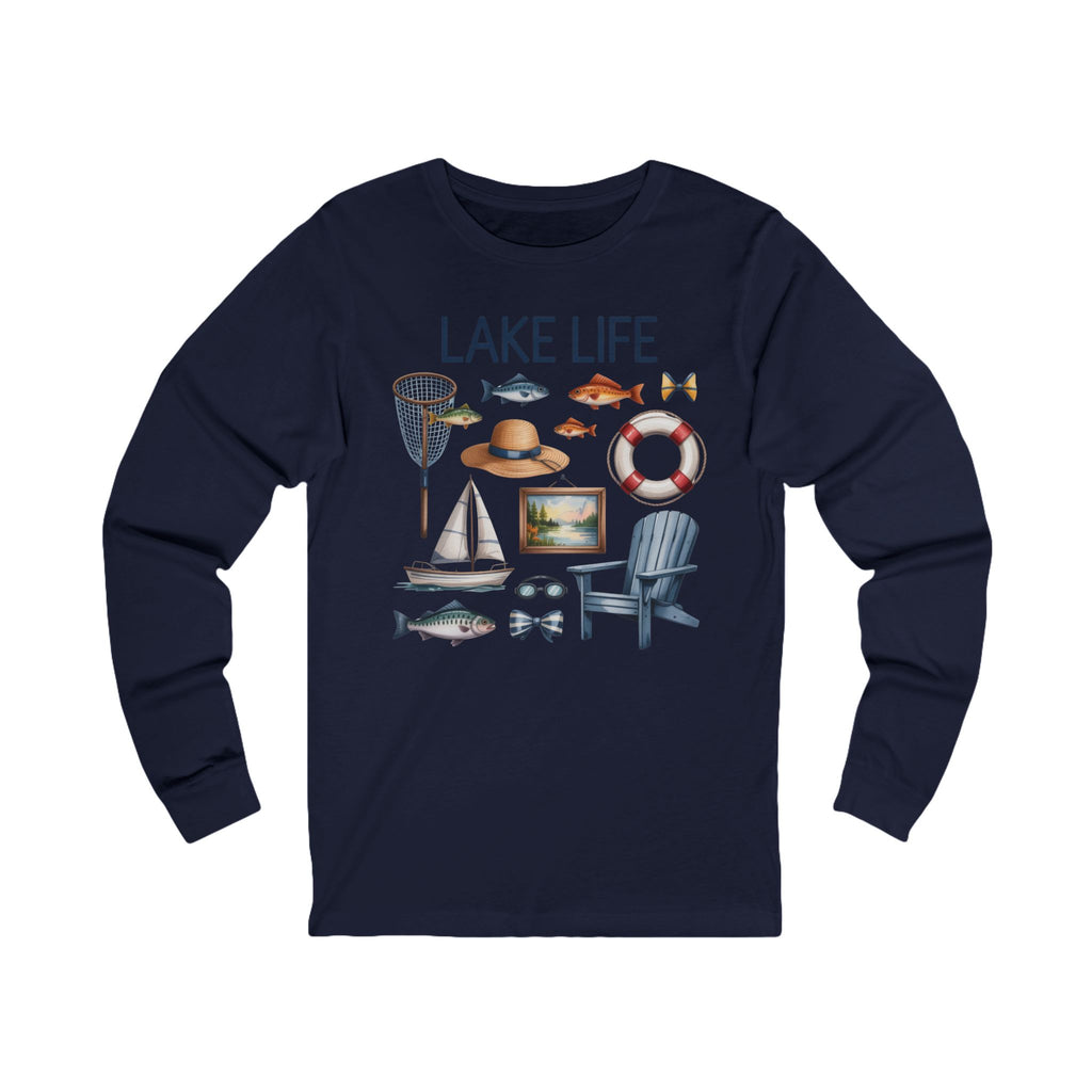 Lake Life Coastal Fishing & Relaxation Graphic Long Sleeve Tee