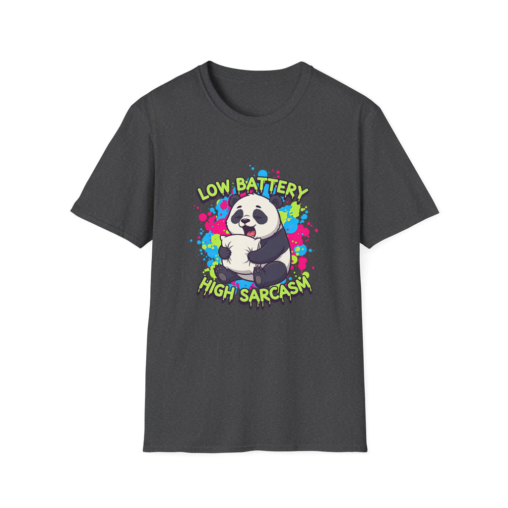 "Low Battery High Sarcasm" - Panda T-Shirt