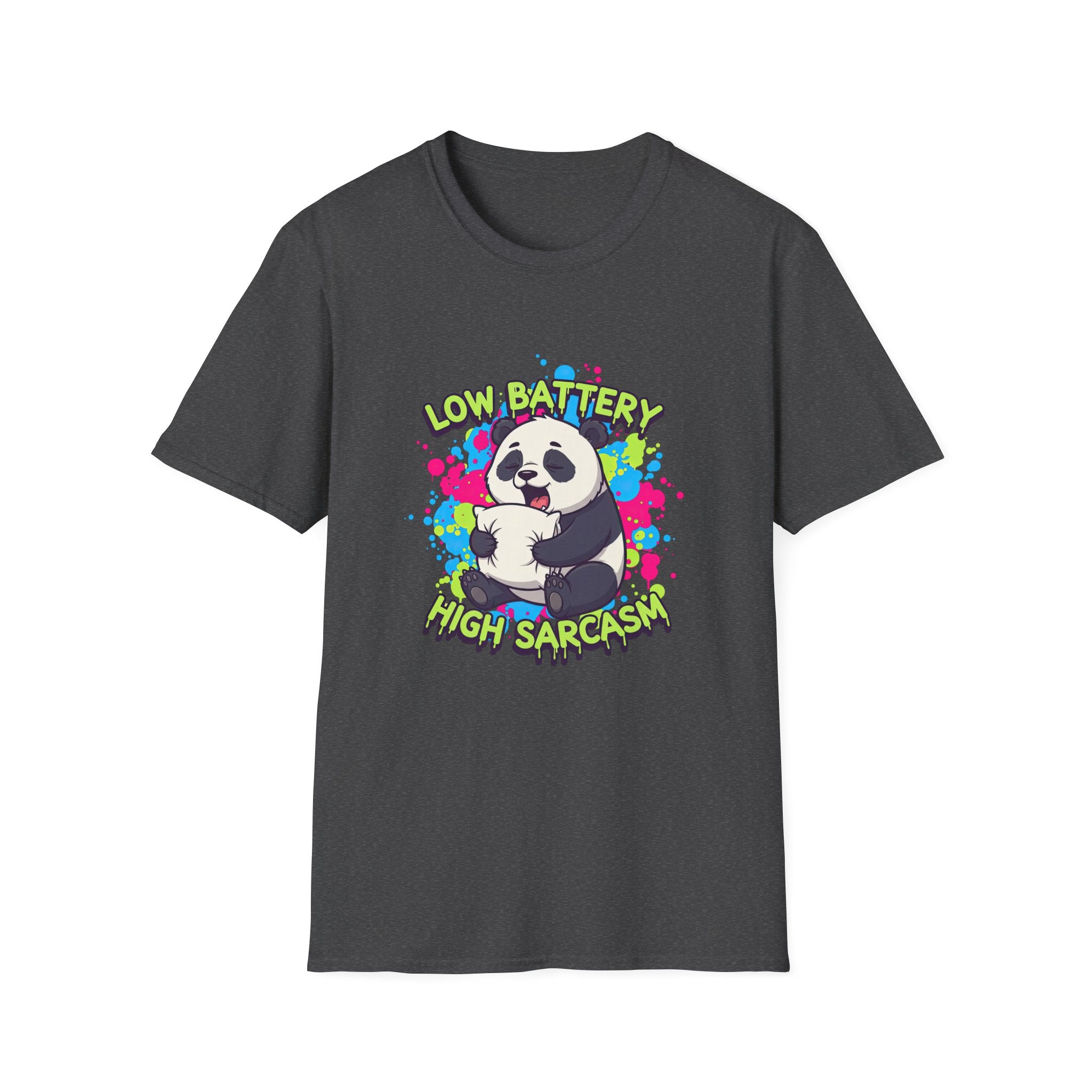 "Low Battery High Sarcasm" - Panda T-Shirt