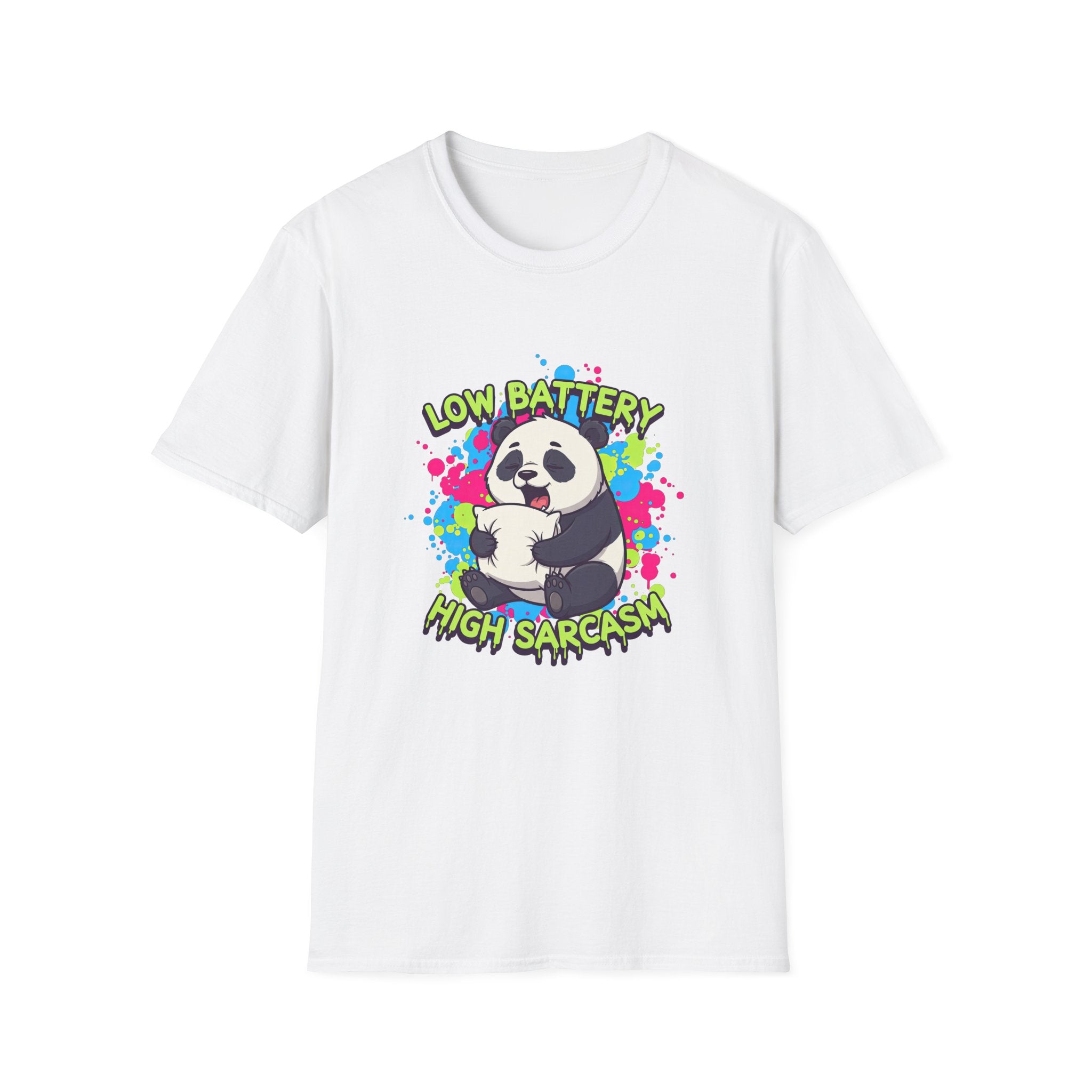 "Low Battery High Sarcasm" - Panda T-Shirt