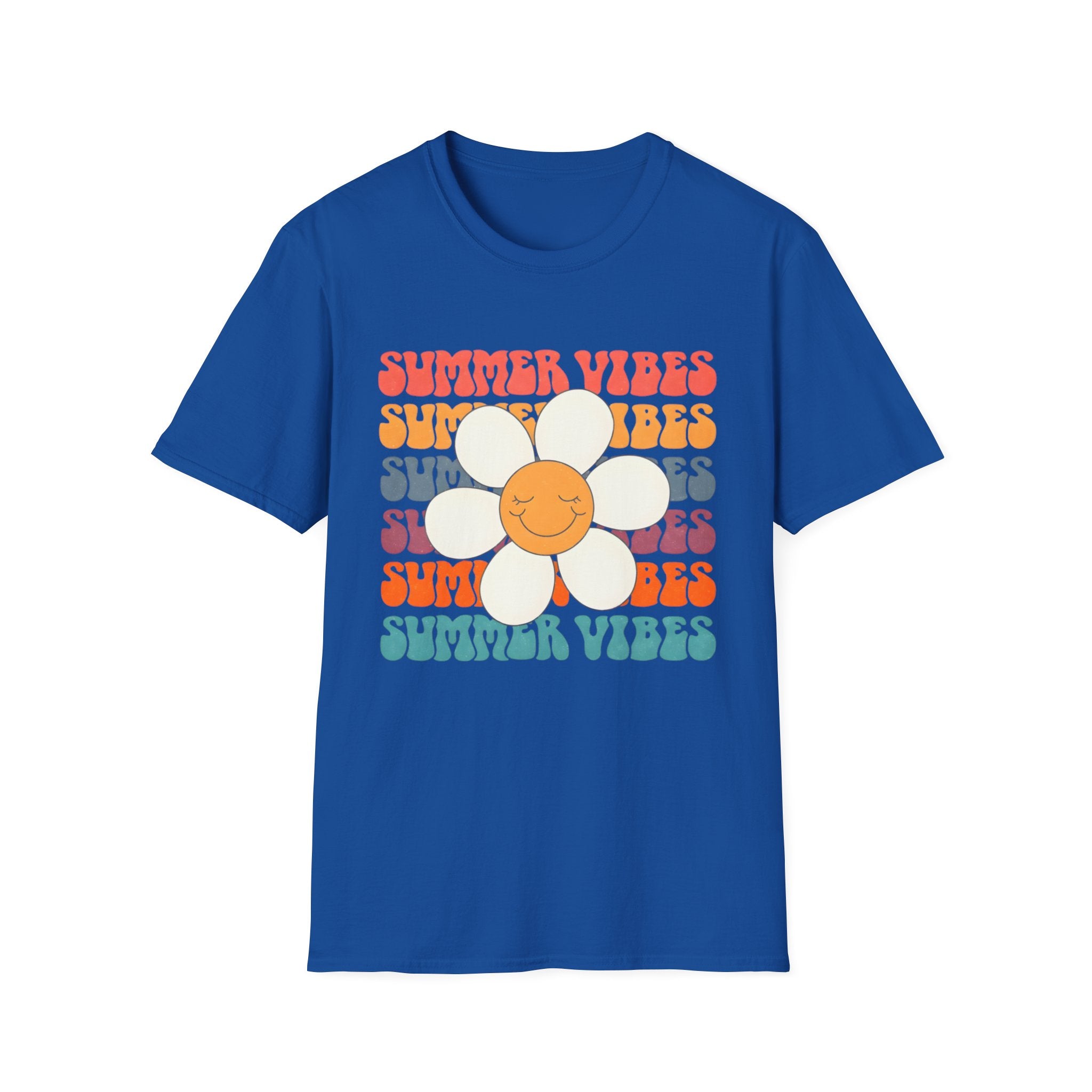 Summer Vibes Daisy Retro Floral Graphic Tee