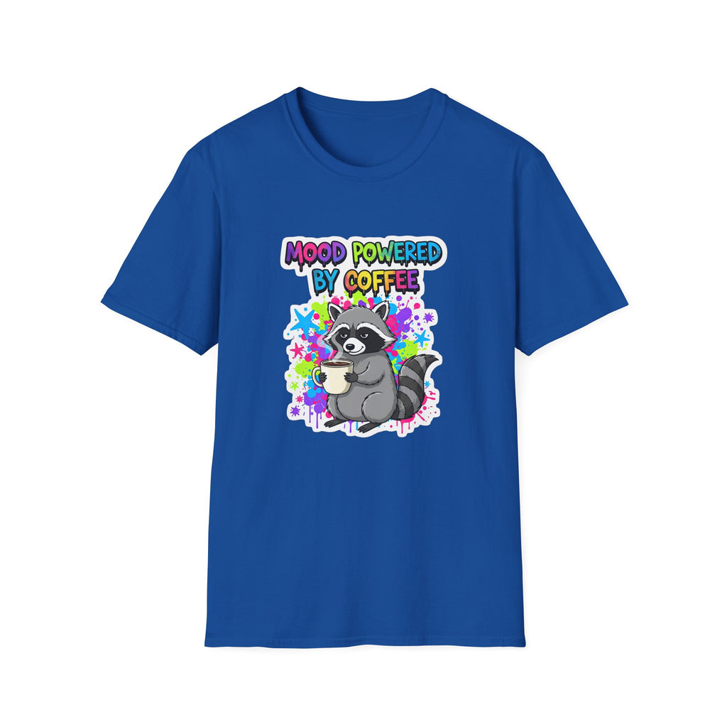 "Mood Powered by Coffee"- Raccoon T-Shirt