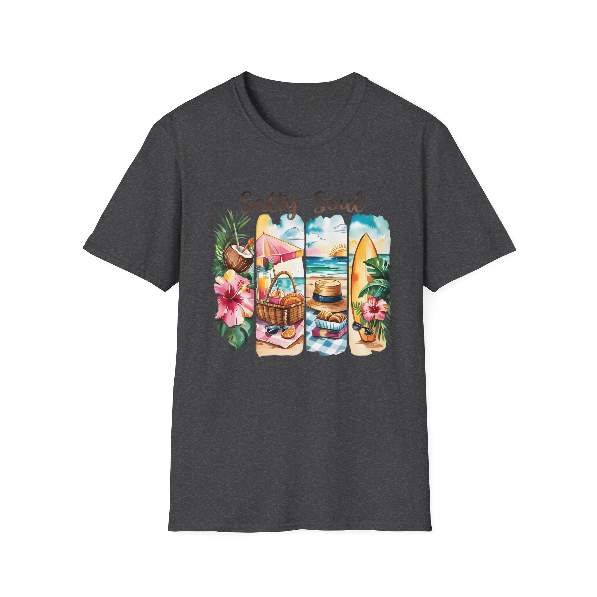 Salty Soul Beach Tropical Surf Graphic Tee