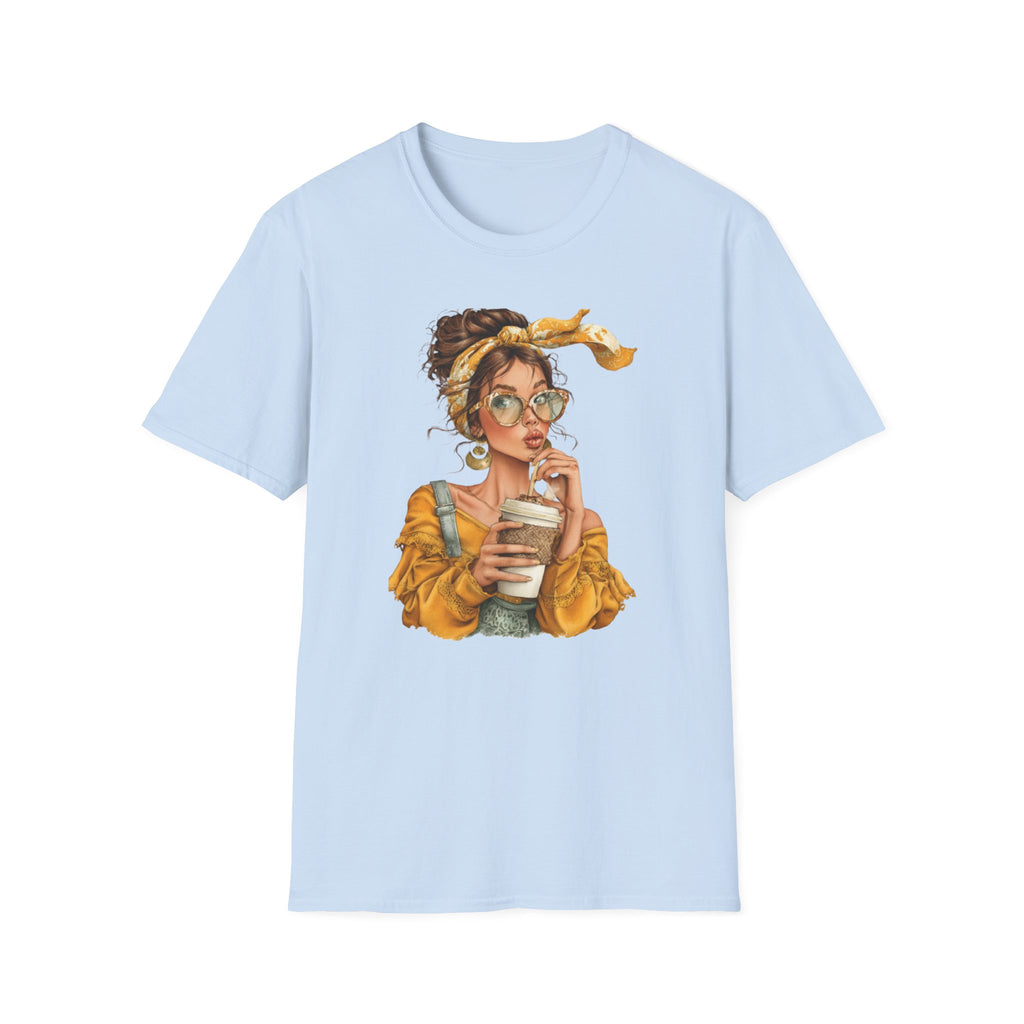 'Coffee & Shades' Retro Chic Woman Graphic Tee