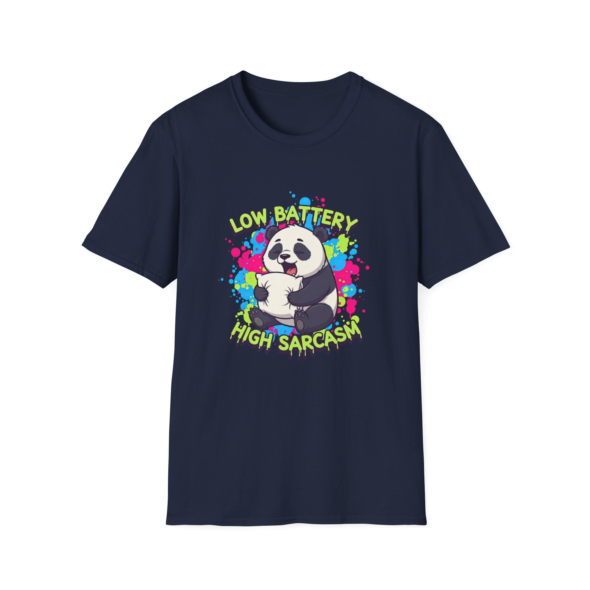 "Low Battery High Sarcasm" - Panda T-Shirt