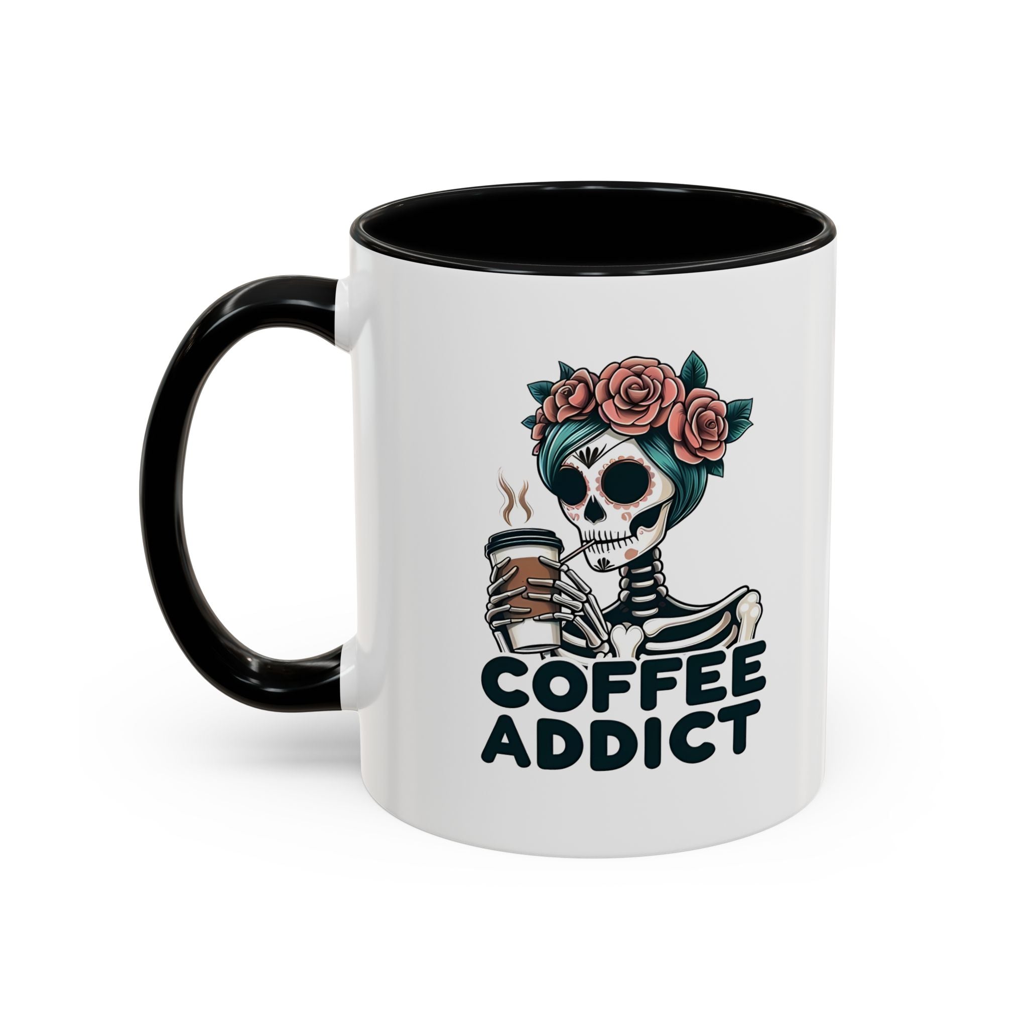 Coffee Addict Floral Accent Mug — 11/15oz Ceramic Coffee Lover Gift