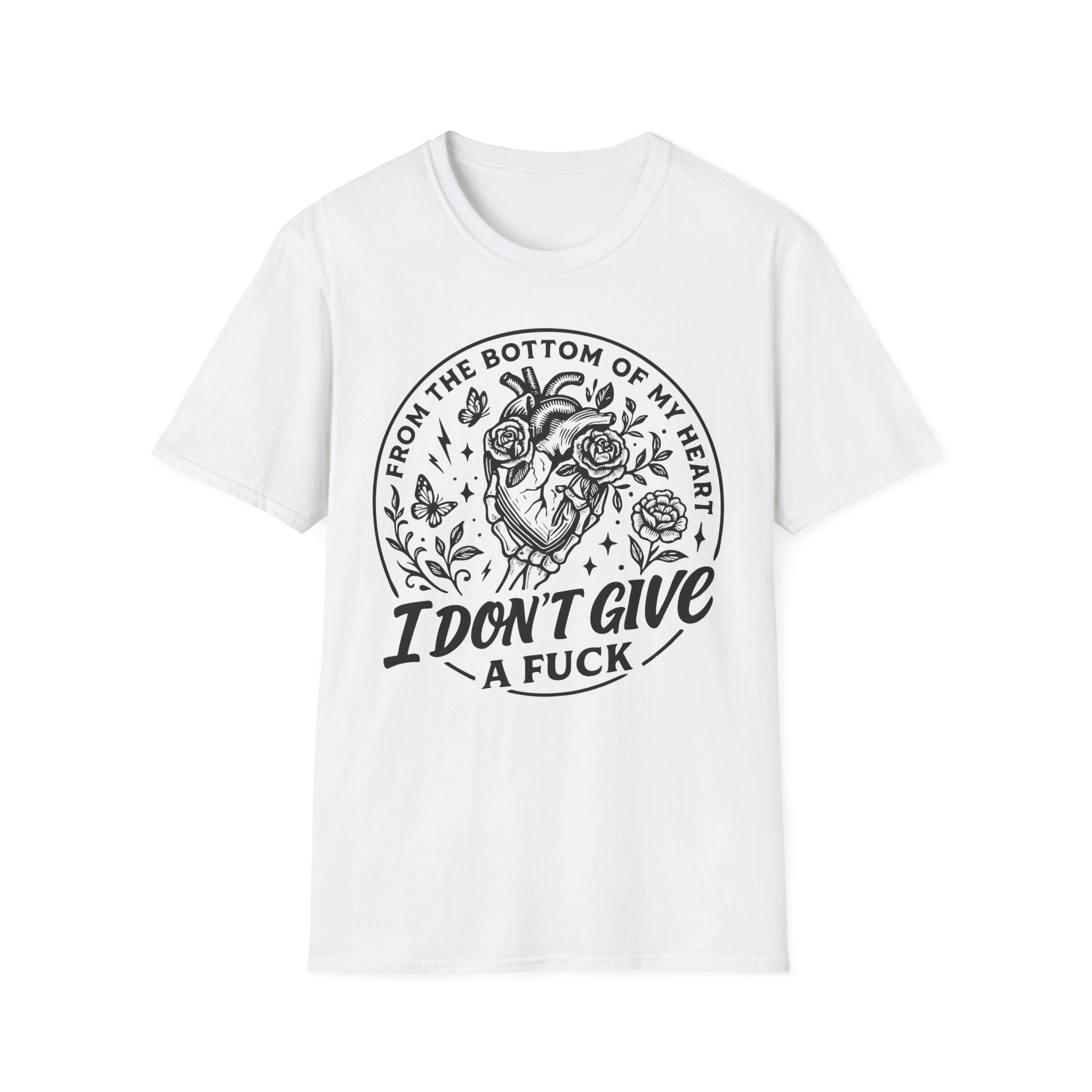 I Don't Give a F*ck T-Shirt — Heart & Roses Graphic Tee
