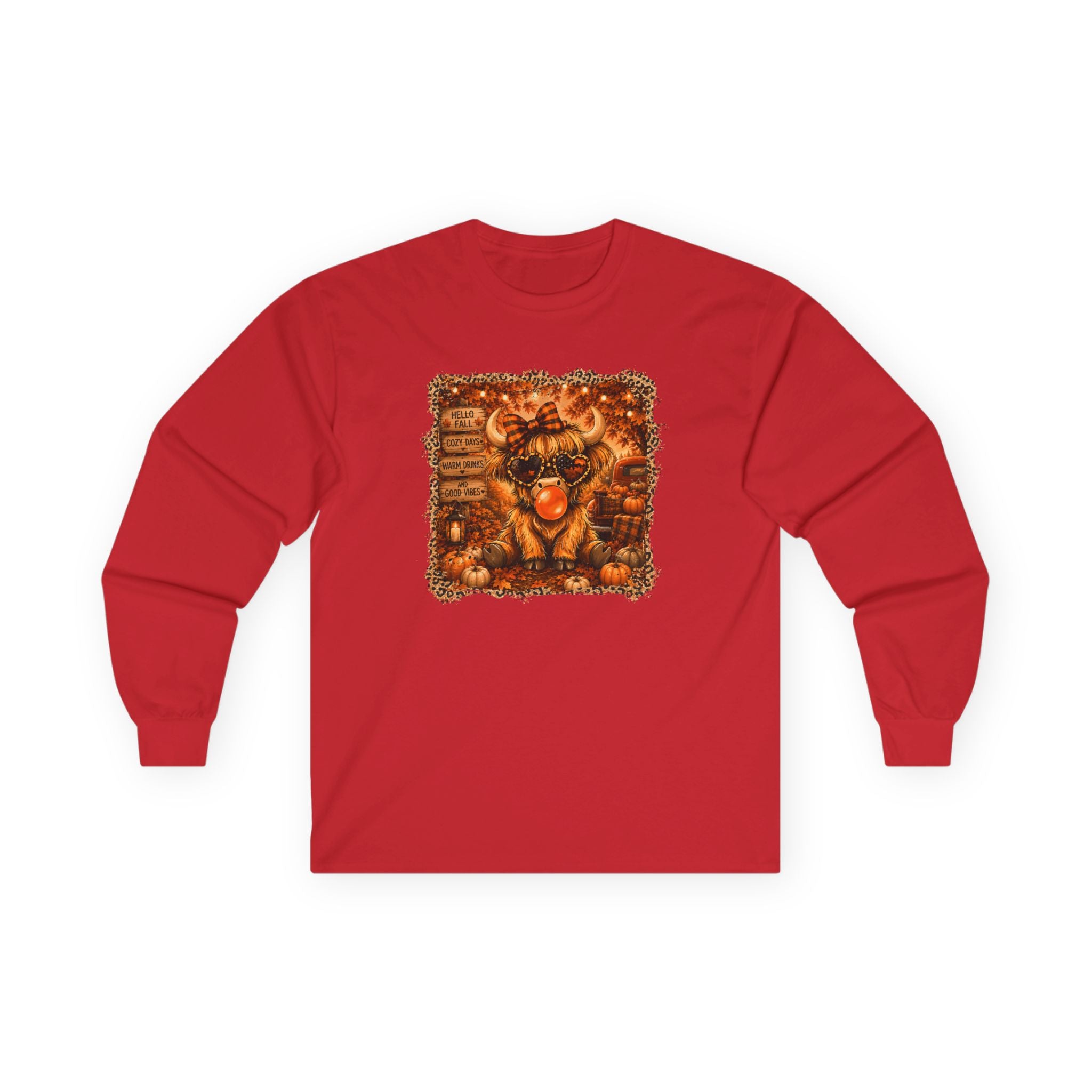 "Hello Fall" Cozy Cow Long Sleeve Tee