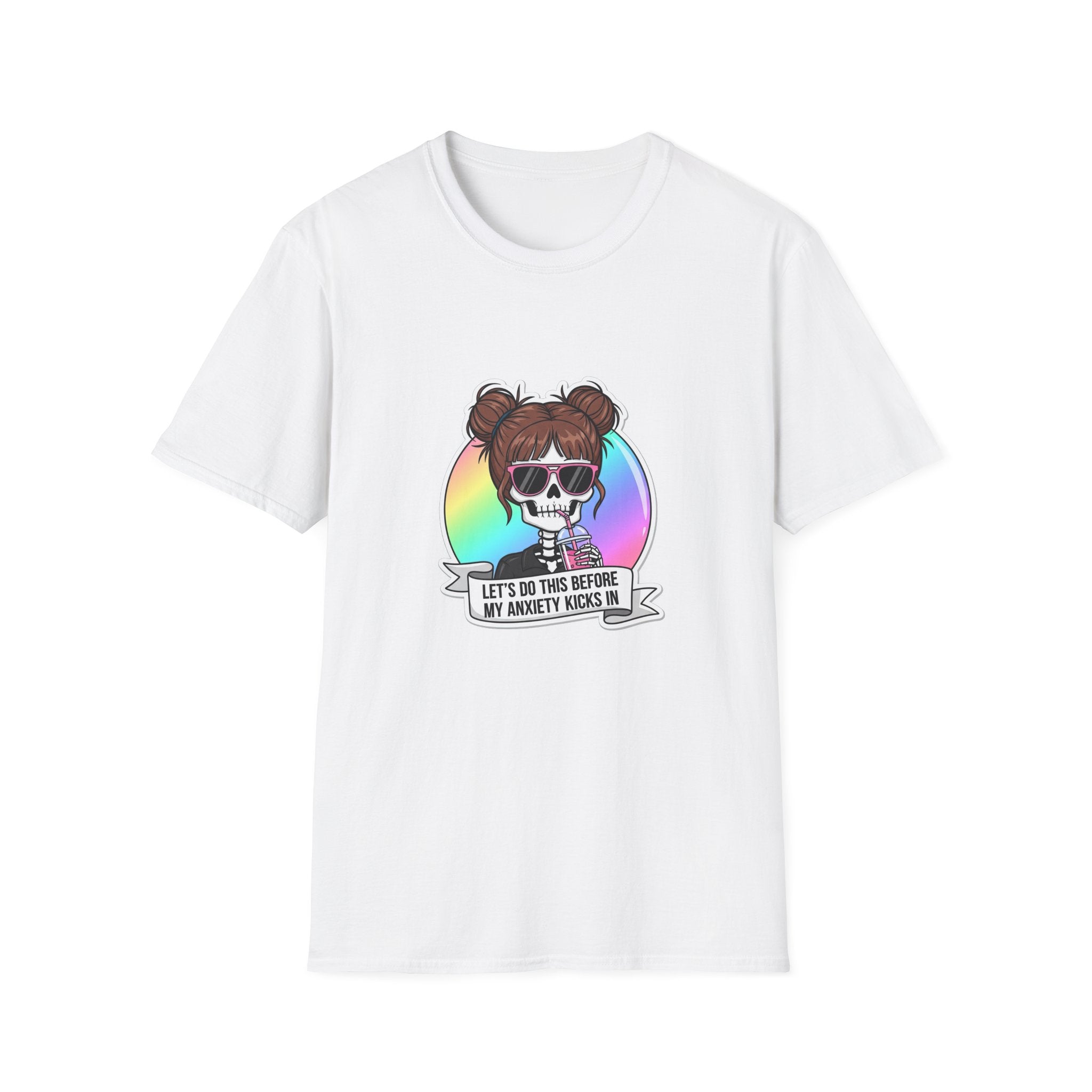 "Let's Do This Before My Anxiety Kicks In" Women's Skull Bun Graphic Tee
