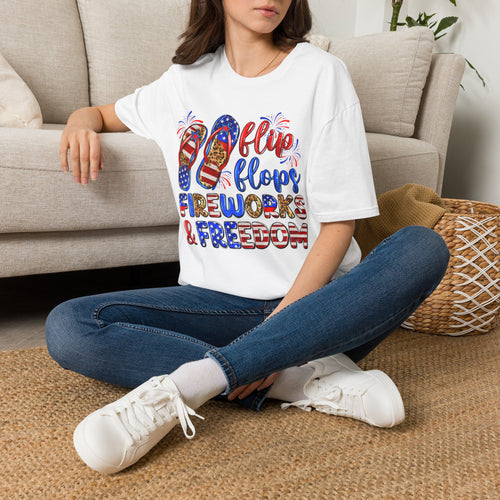 "Flip Flops Fireworks & Freedom" 4th of July Tee