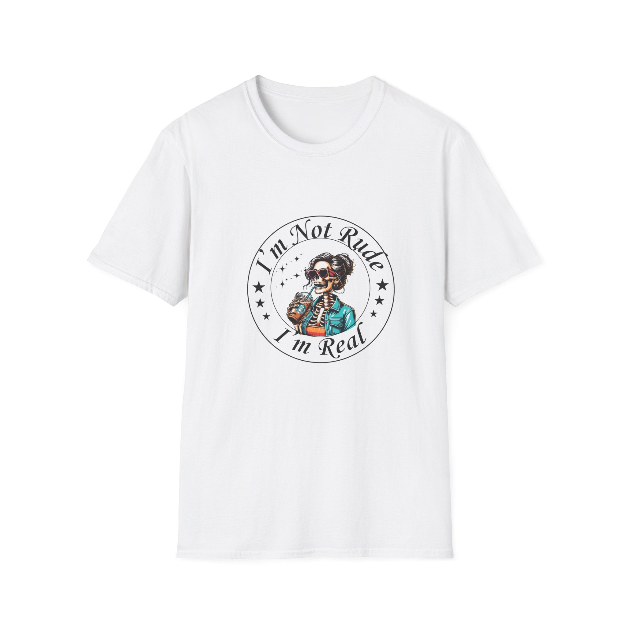 "I’m Not Rude I’m Real" Retro Skull Graphic Tee T-Shirt