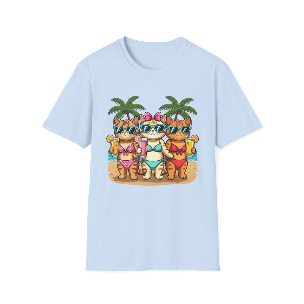 Cute Summer Cat Beach Trio in Sunglasses Graphic Tee