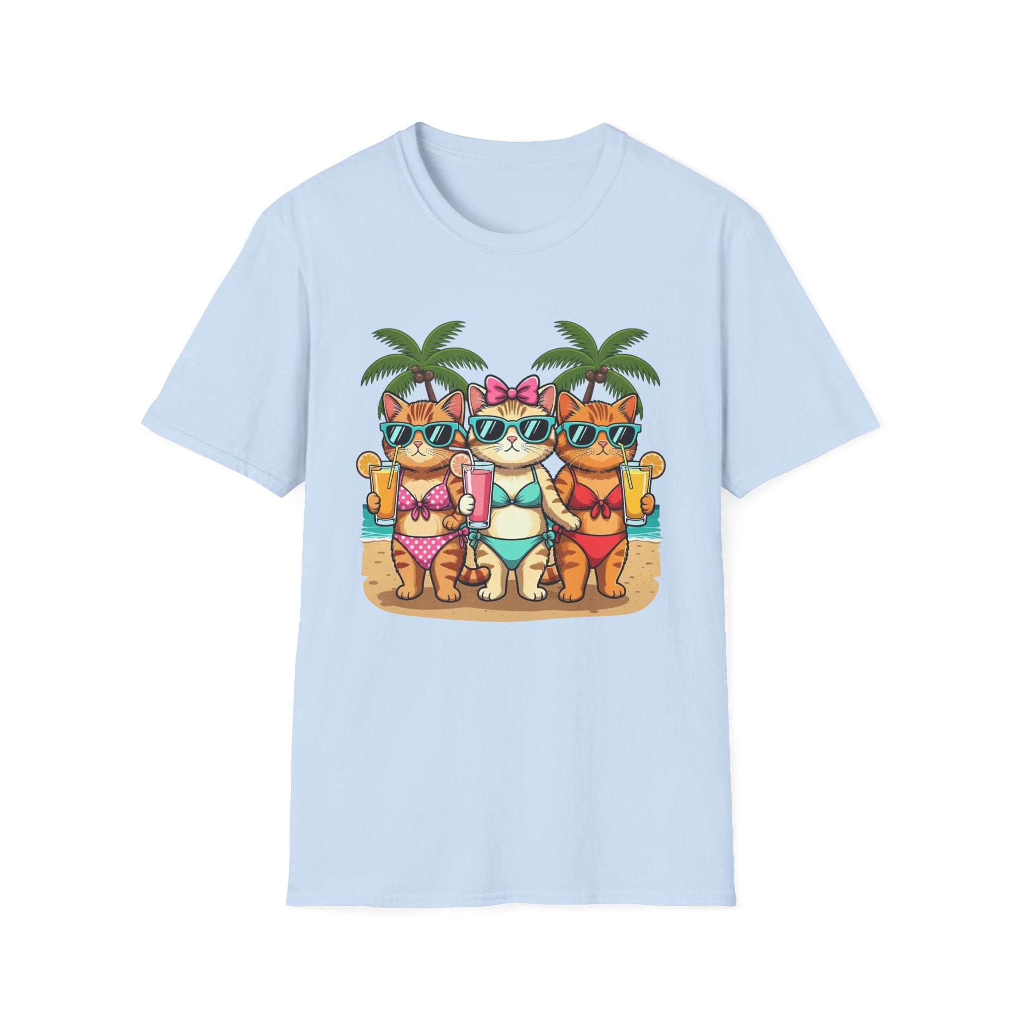 Cute Summer Cat Beach Trio in Sunglasses Graphic Tee