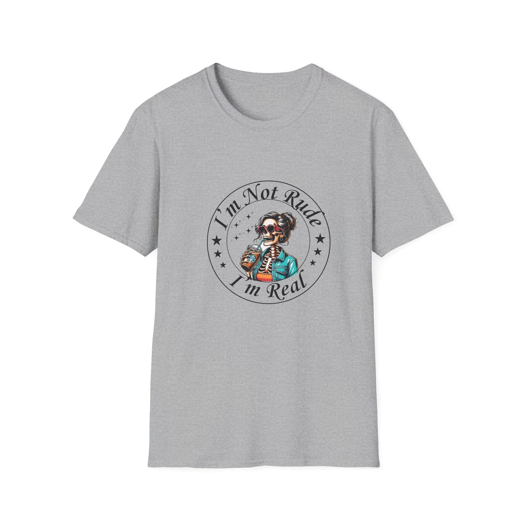 "I’m Not Rude I’m Real" Retro Skull Graphic Tee T-Shirt