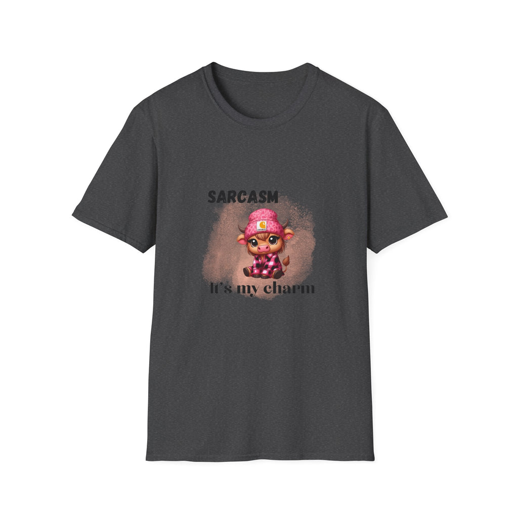 "Sarcasm It's My Charm" Cute Sarcastic Cow Graphic T-Shirt