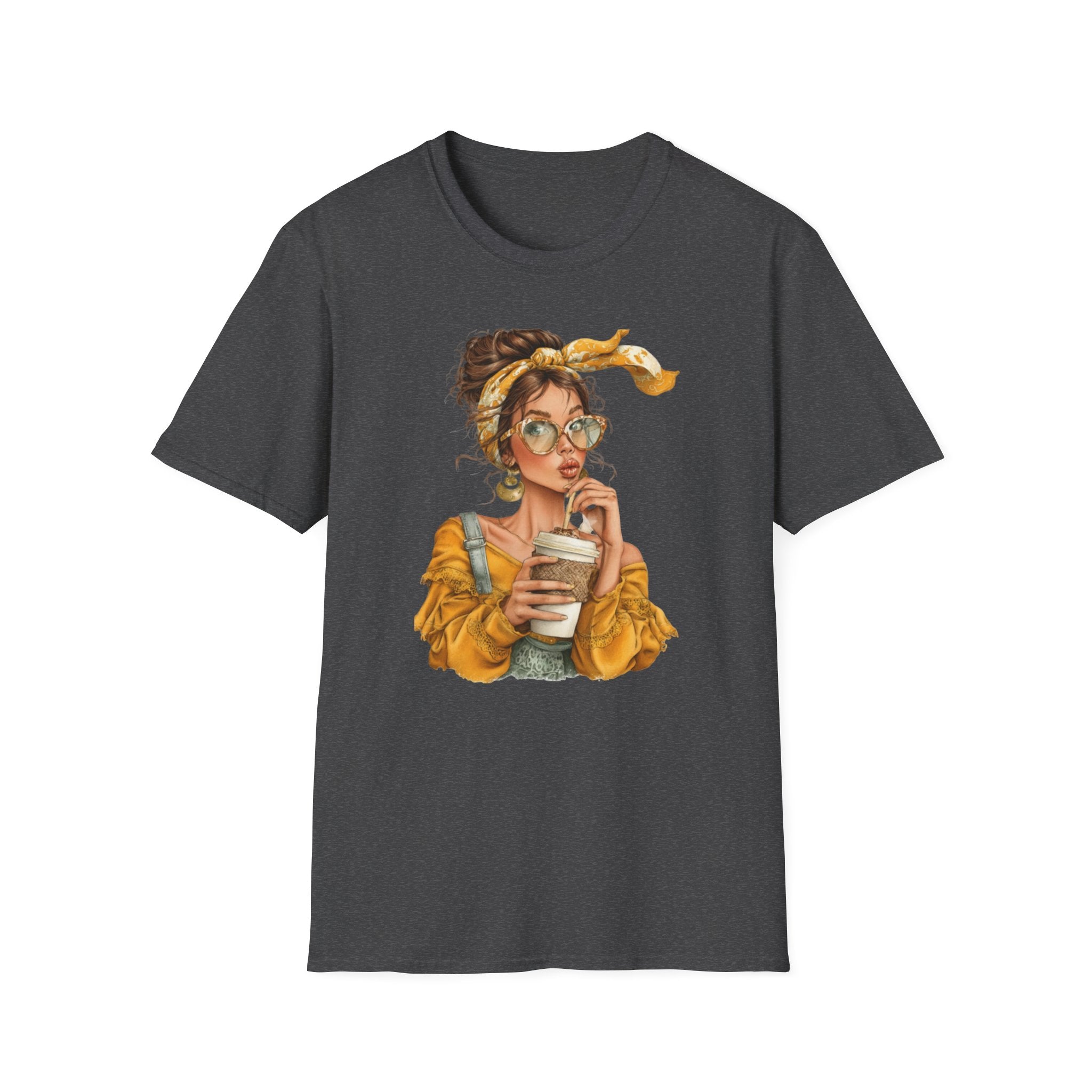 'Coffee & Shades' Retro Chic Woman Graphic Tee