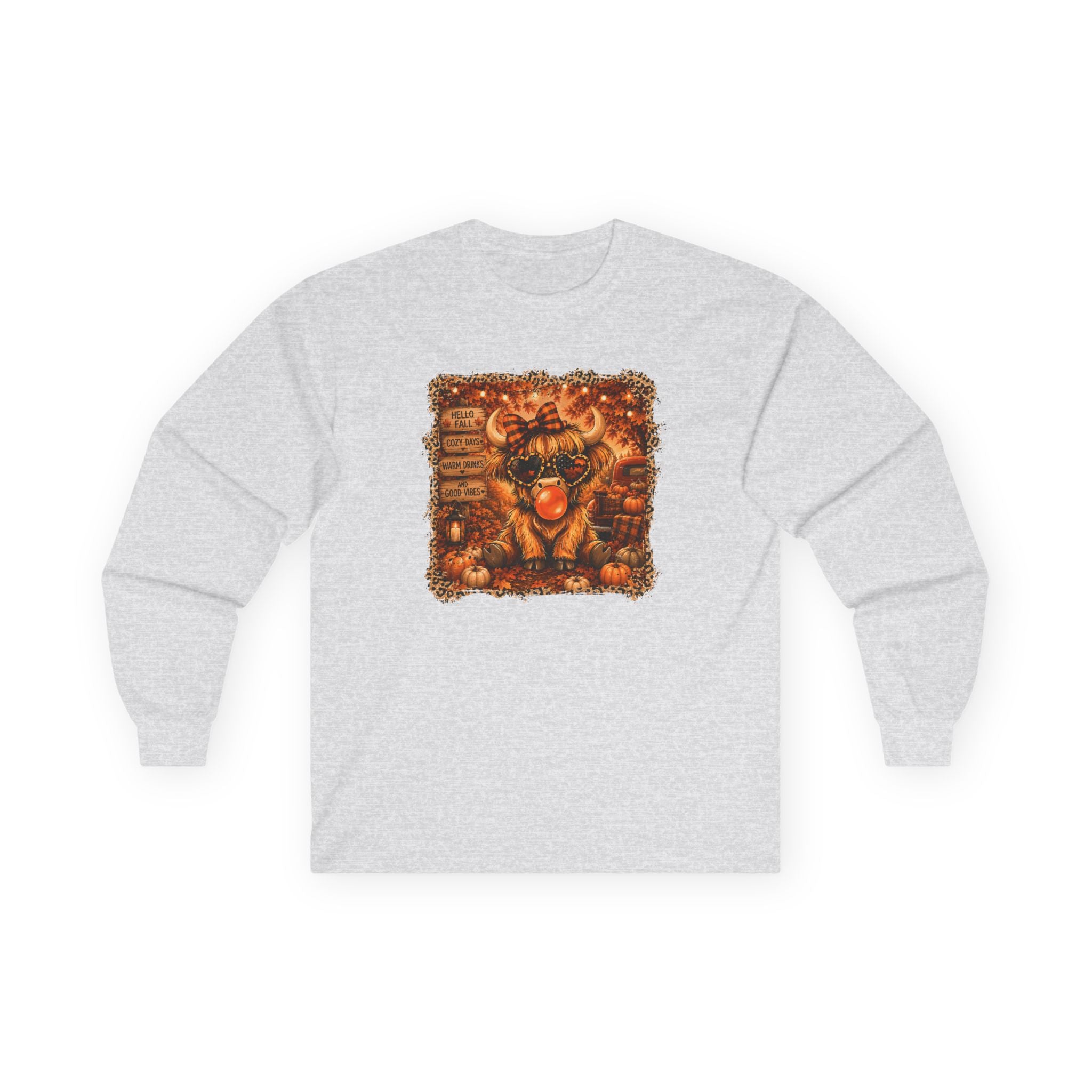 "Hello Fall" Cozy Cow Long Sleeve Tee