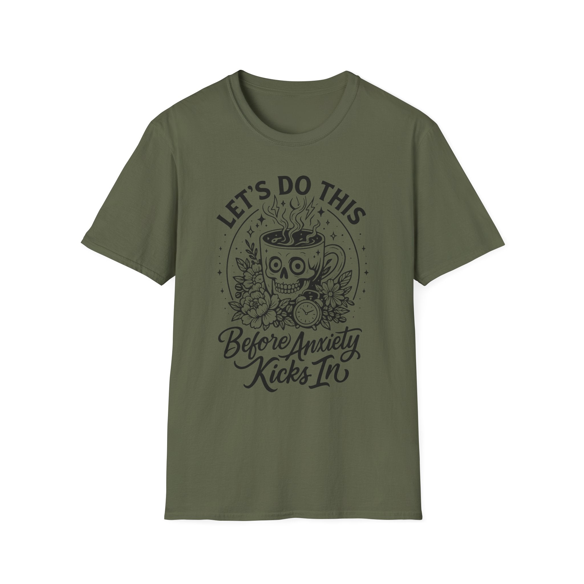 "Let's Do This Before Anxiety Kicks In" Coffee Graphic T-Shirt