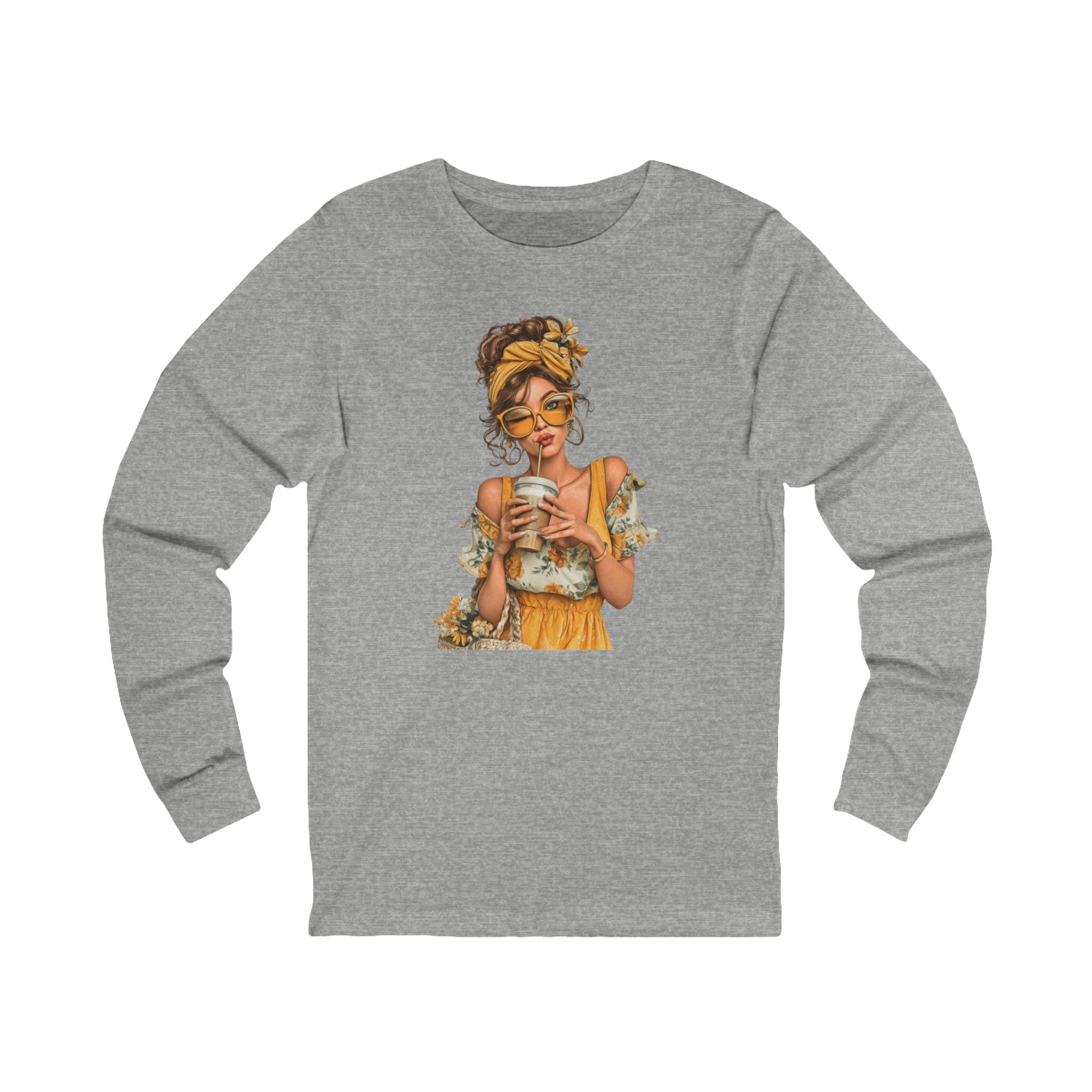 Coffee & Sunshine Relaxed Boho Woman Graphic Long Sleeve Tee