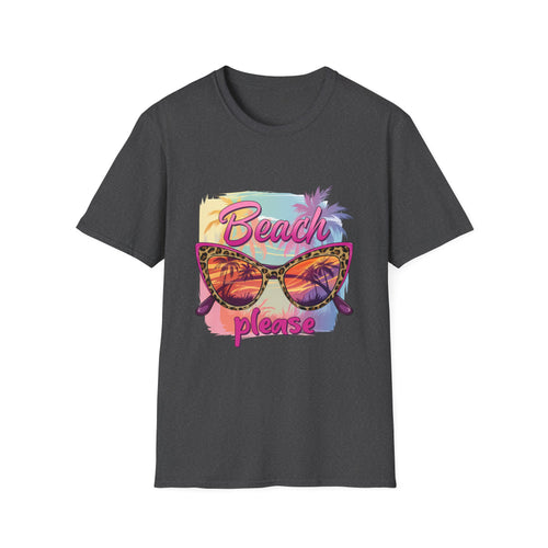 "Beach Please" Retro Sunglasses Tropical Vacation Tee