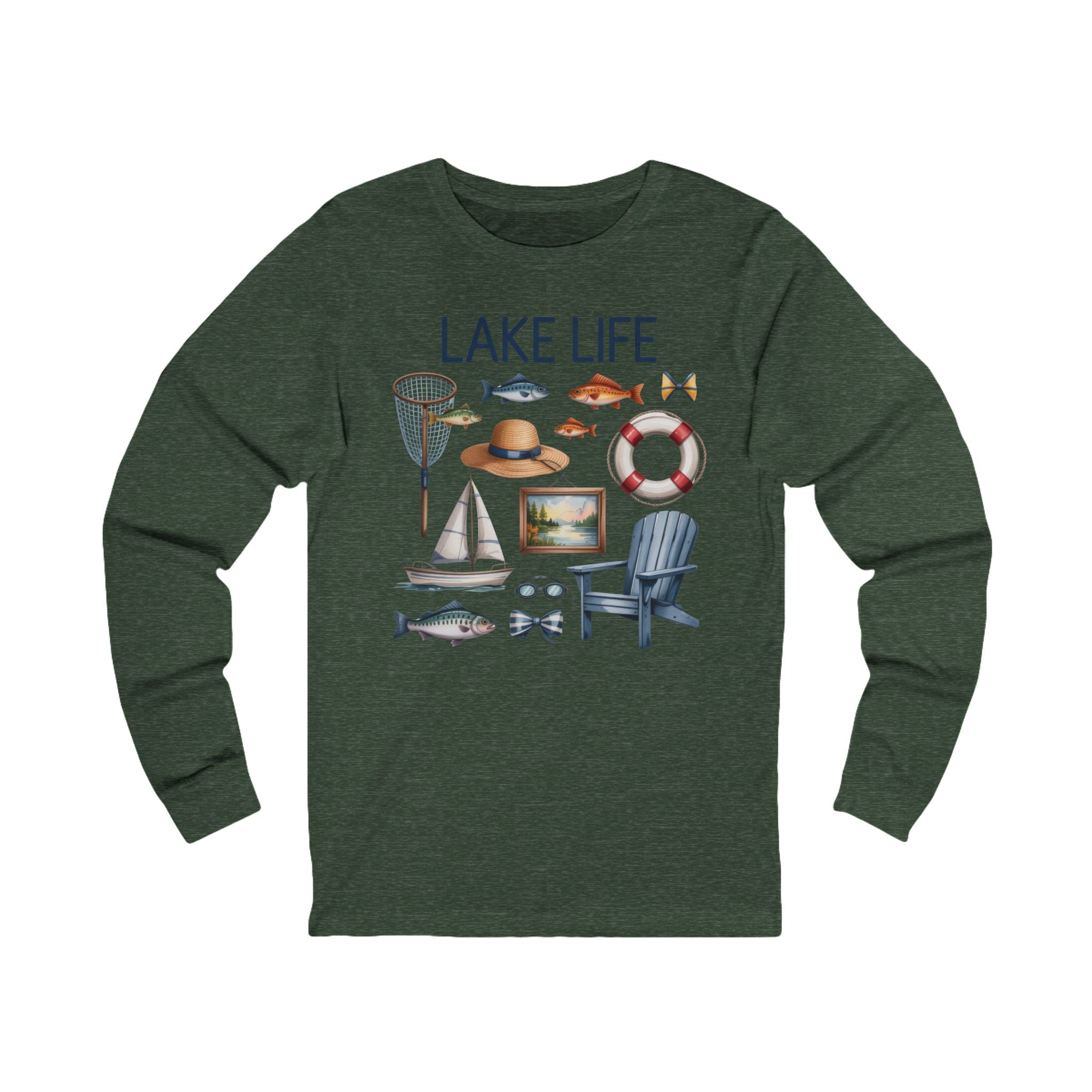 Lake Life Coastal Fishing & Relaxation Graphic Long Sleeve Tee
