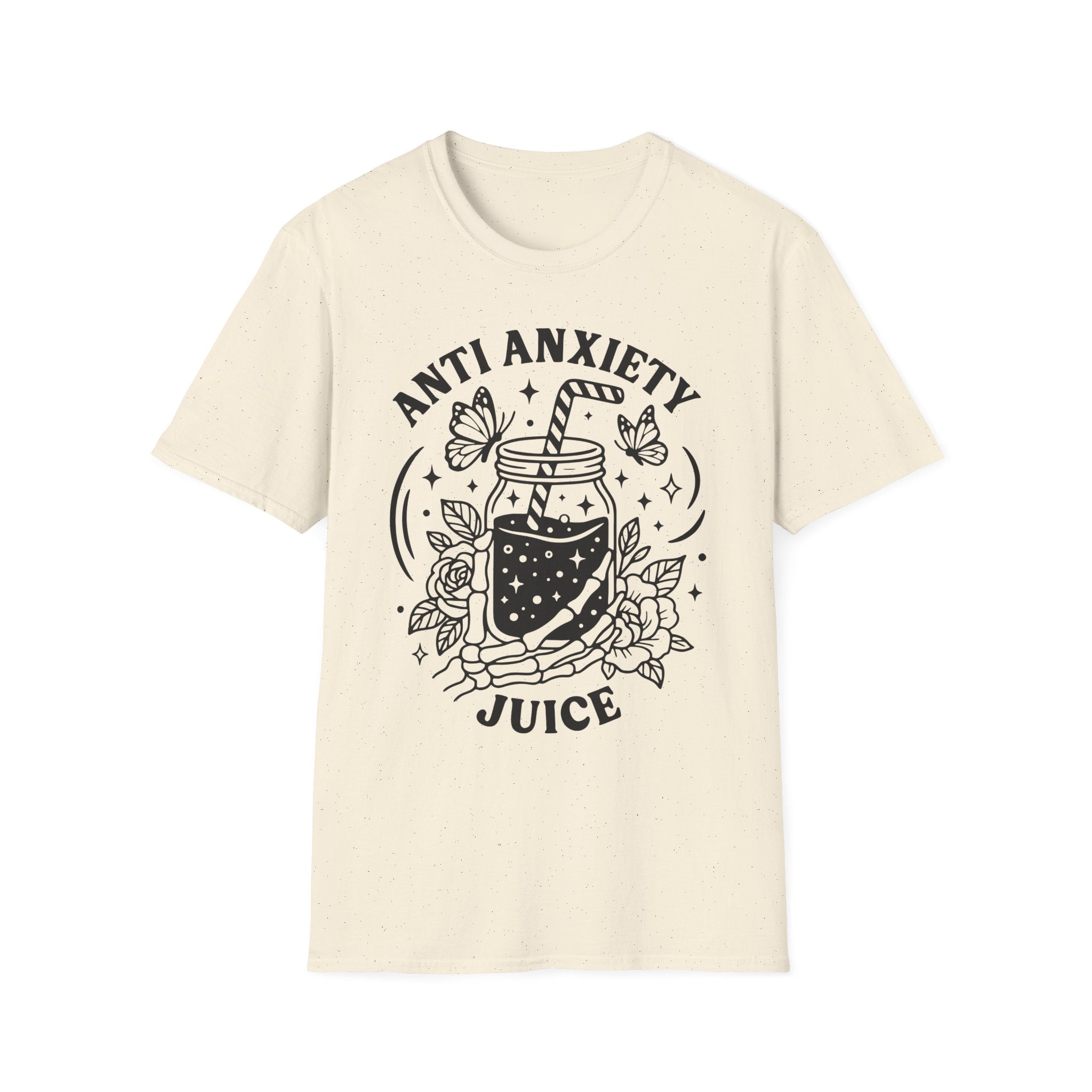 Anti-Anxiety Juice Cute Mason Jar Graphic Tee for Stress Relief & Self-Care