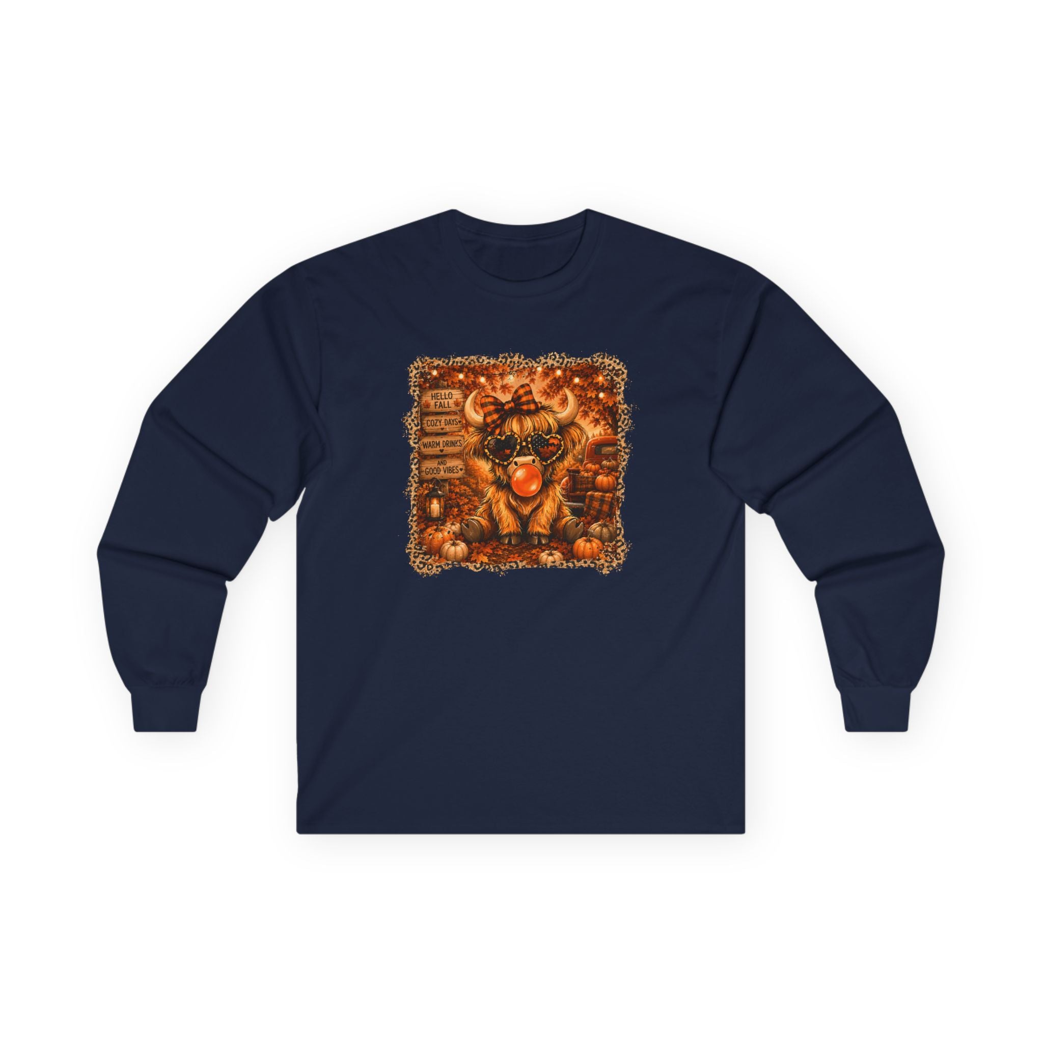 "Hello Fall" Cozy Cow Long Sleeve Tee