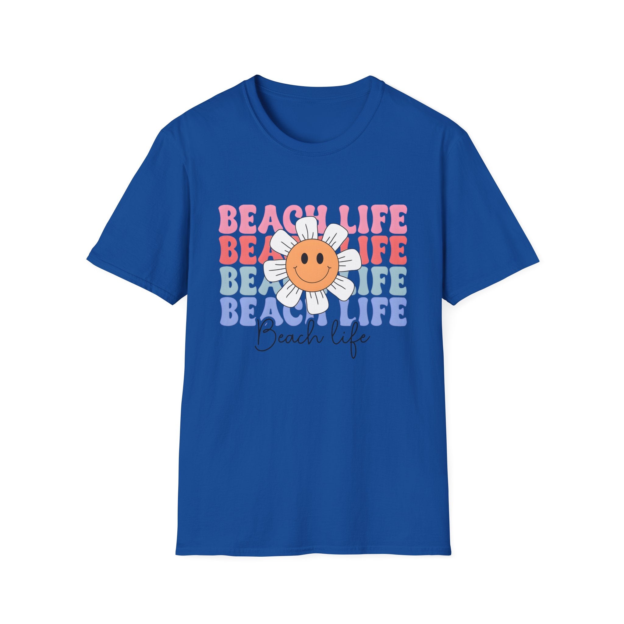 Beach Life Daisy Retro Smile Sun Graphic T‑Shirt
