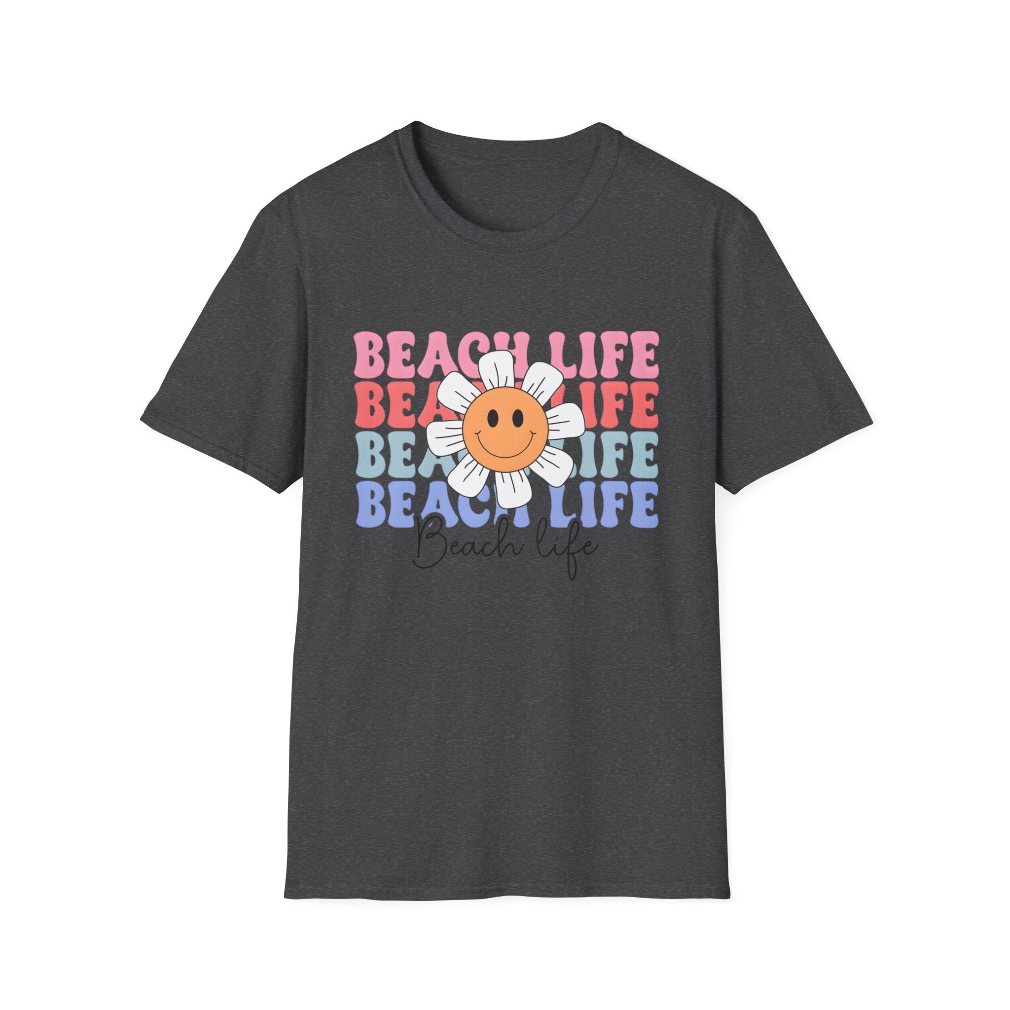 Beach Life Daisy Retro Smile Sun Graphic T‑Shirt