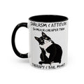 'Sarcasm & Attitude is Cheaper than Therapy & Bail Money ' Black Cat Illustration Accent Coffee Mug