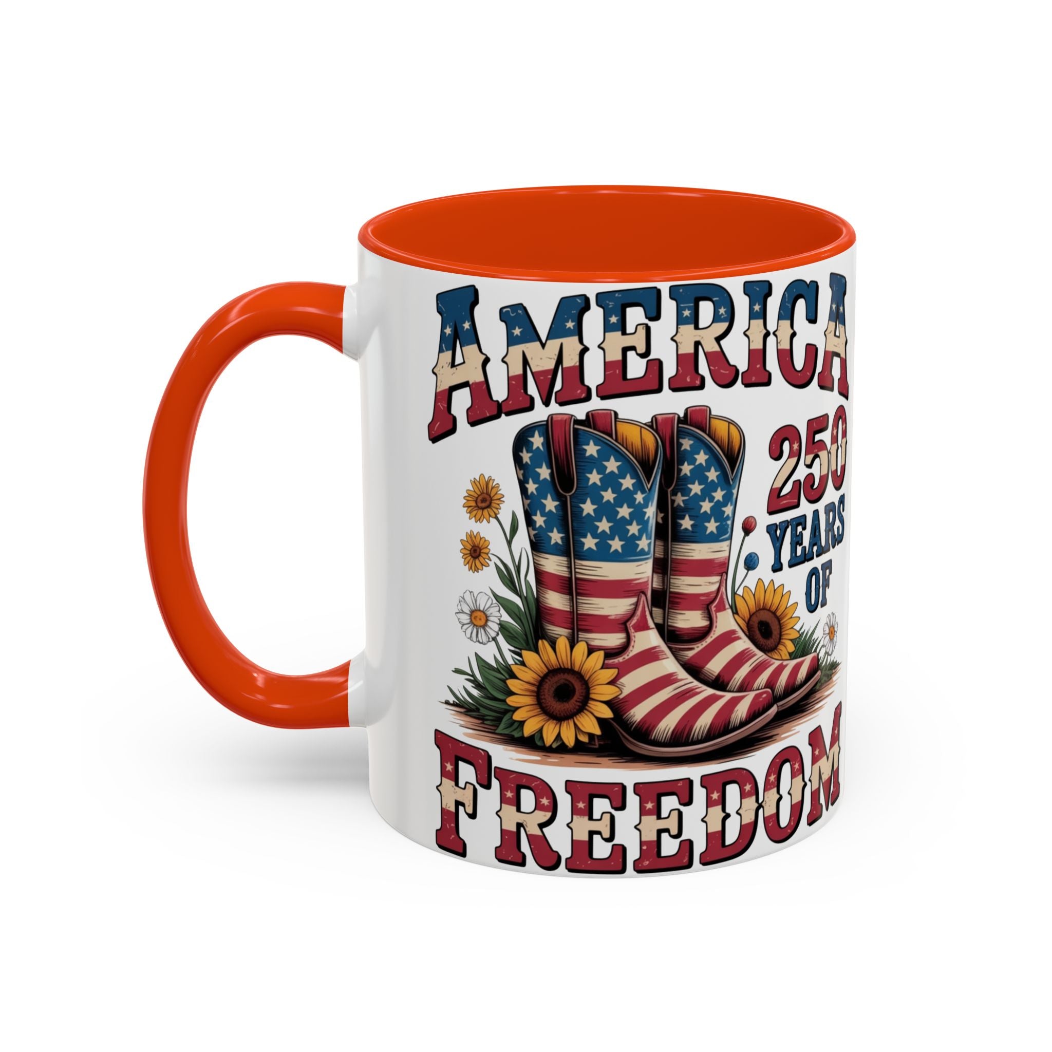 America 250 Years of Freedom Coffee Mug — Patriotic 11oz/15oz Ceramic Mug