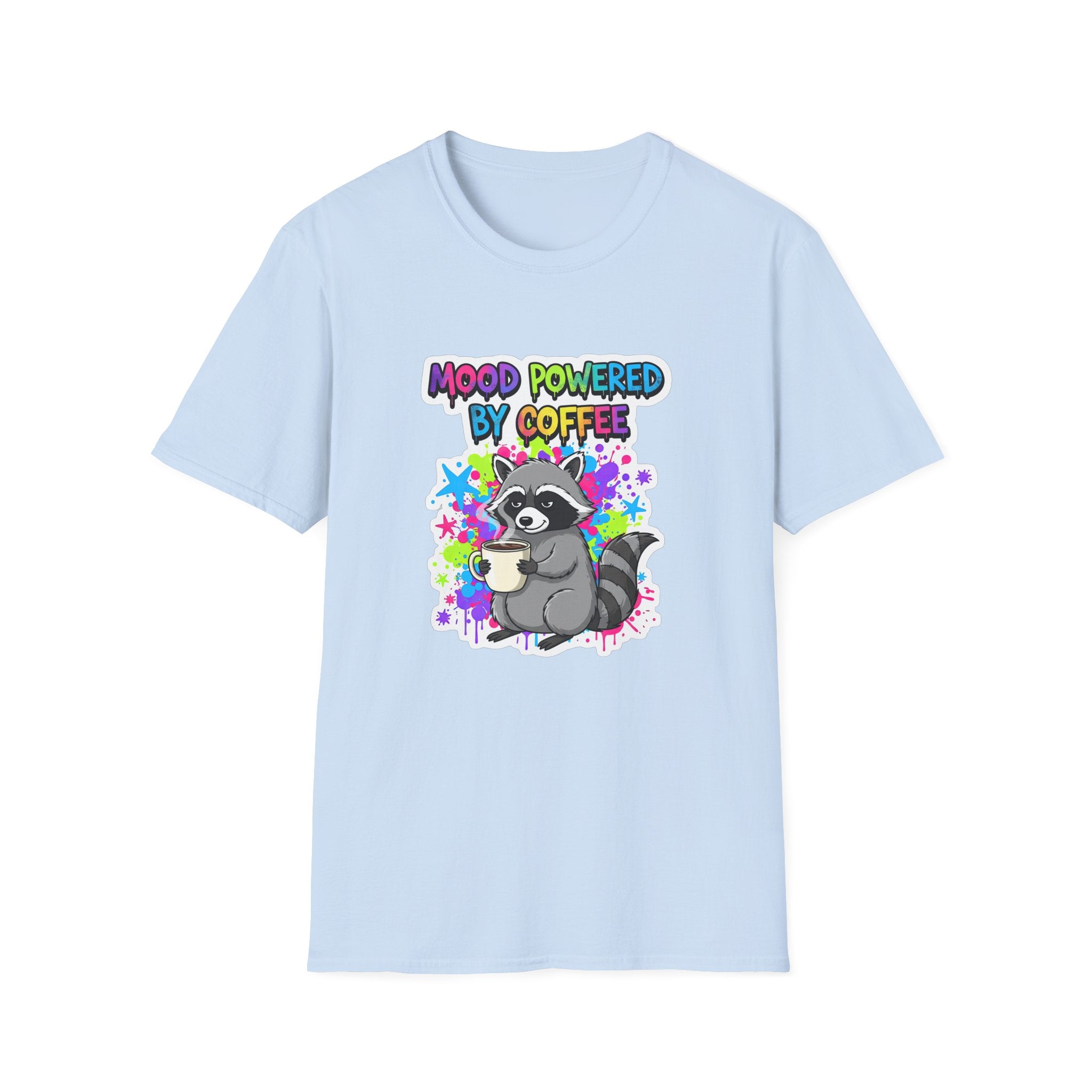 "Mood Powered by Coffee"- Raccoon T-Shirt