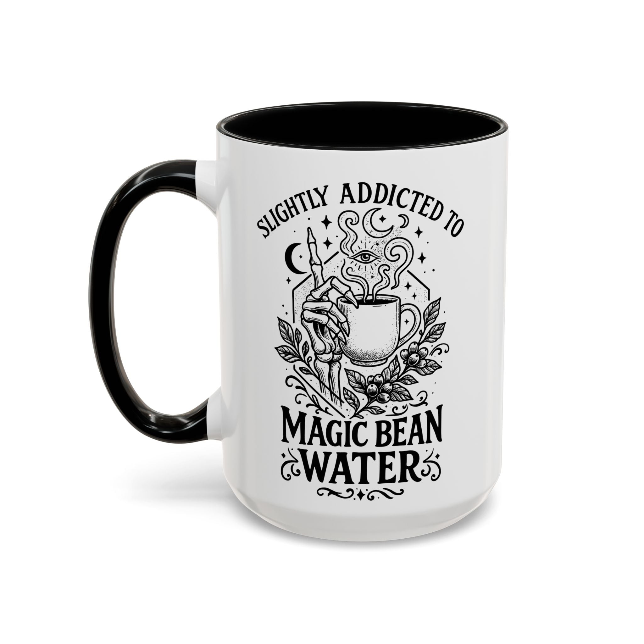 "Slightly Addicted to Magic Bean Water" Floral Accent Coffee Mug – (11/15 oz)